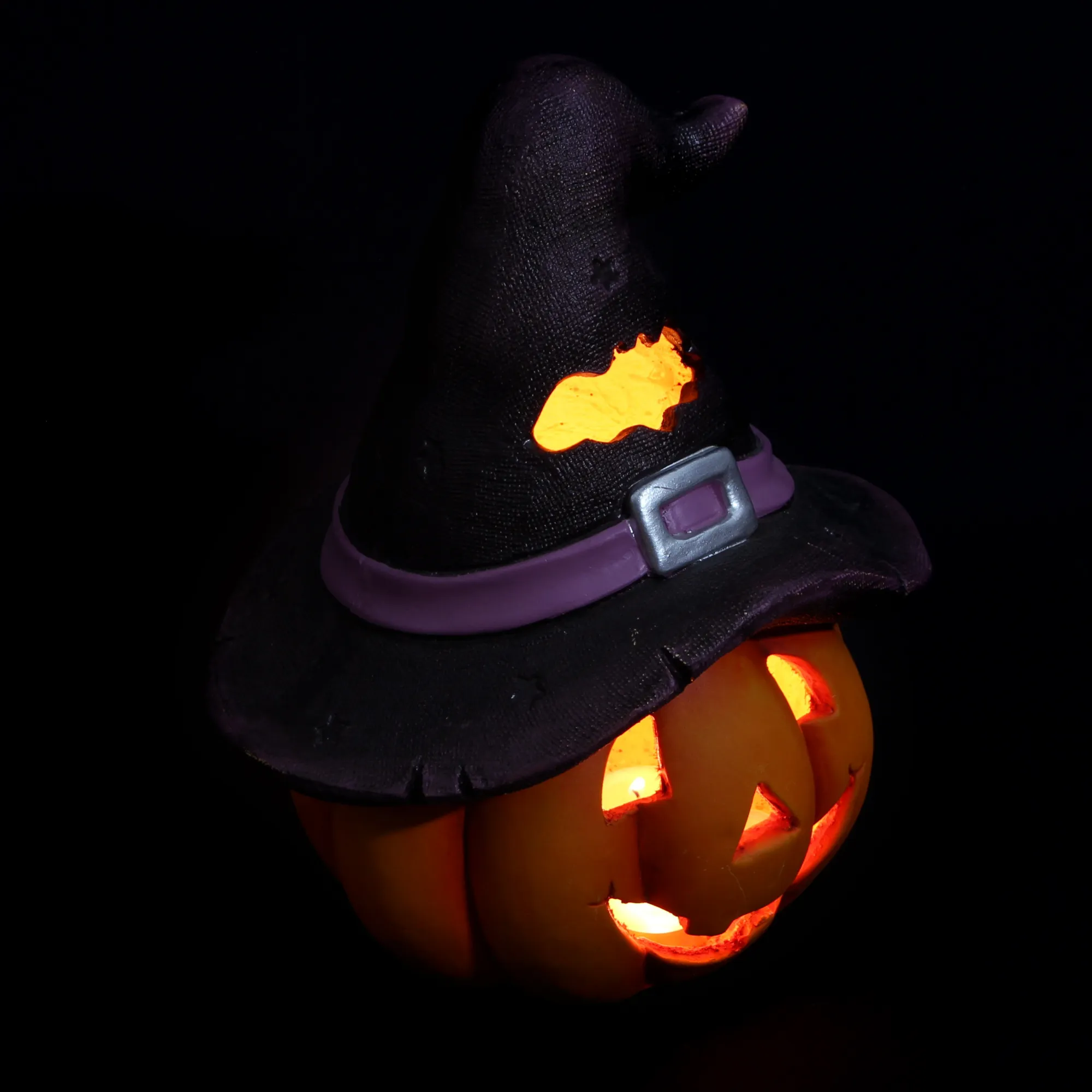Kürbis-Windlicht "Hexenhut"  im Frank Flechtwaren Online Shop für Halloween kaufen