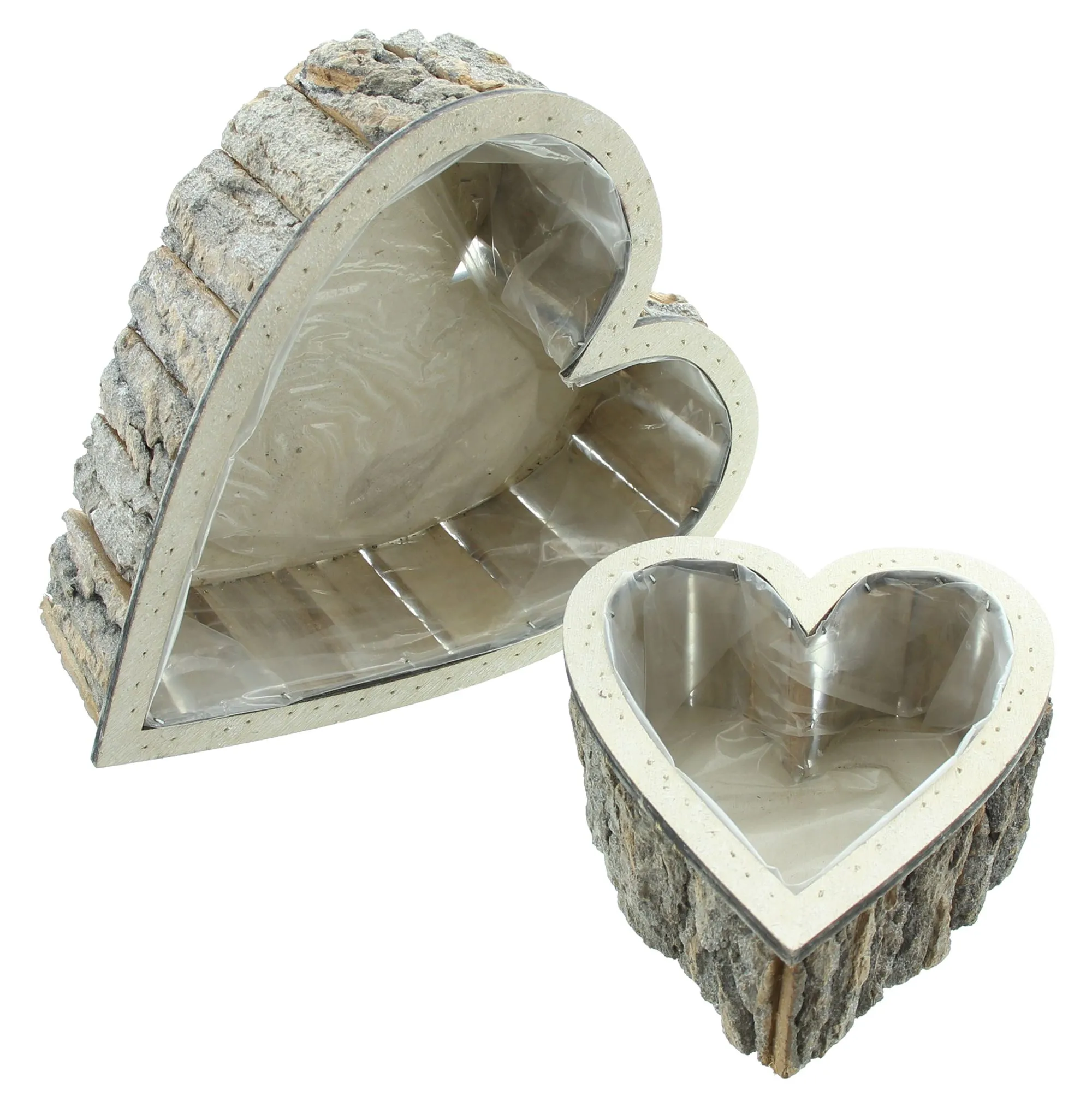 Pflanzherz "Rindenstücke", 2er Set  im Frank Flechtwaren Online Shop für Pflanztöpfe kaufen