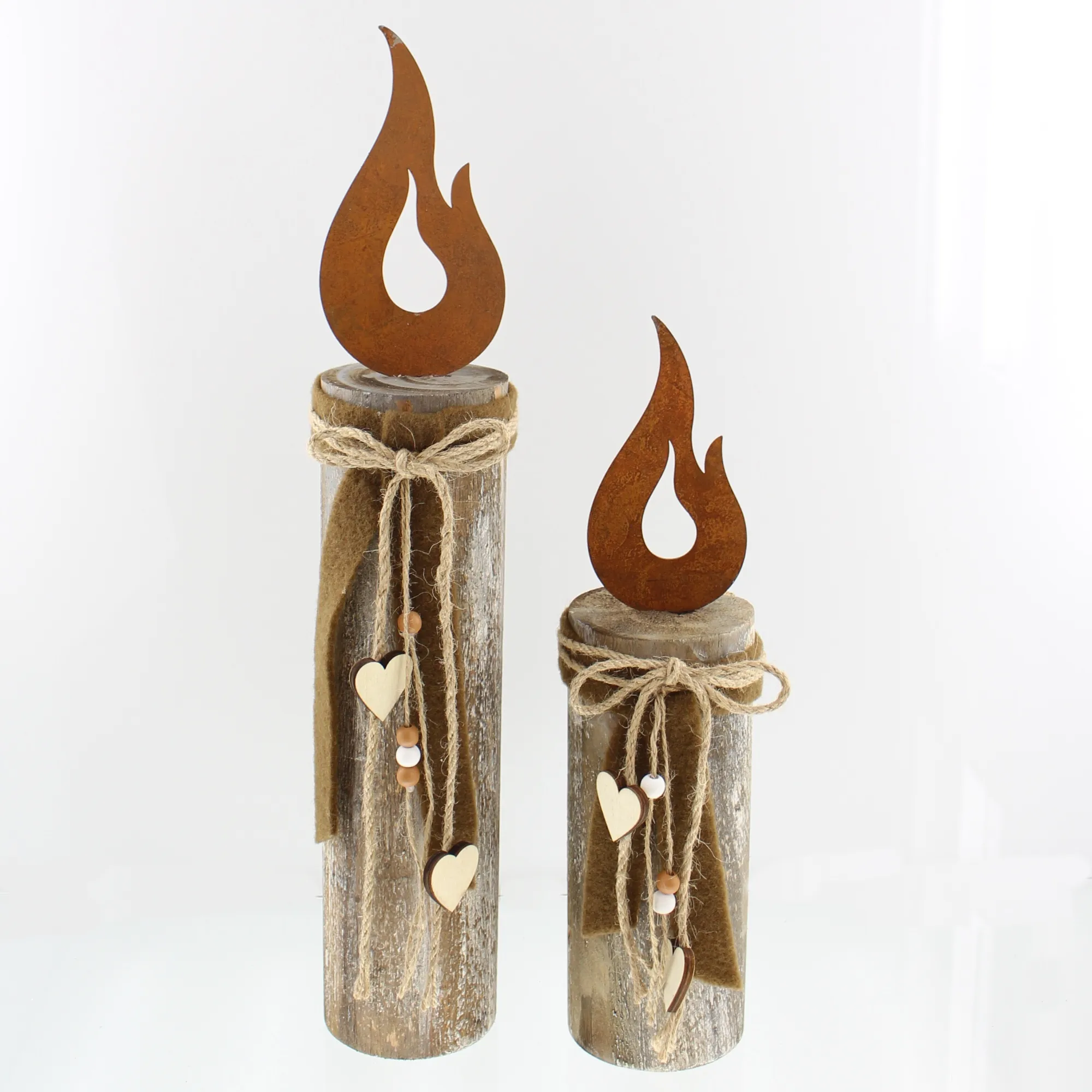 Säule "Flammendes Herz", 2er Set  im Frank Flechtwaren Online Shop für Nordischer Winter kaufen