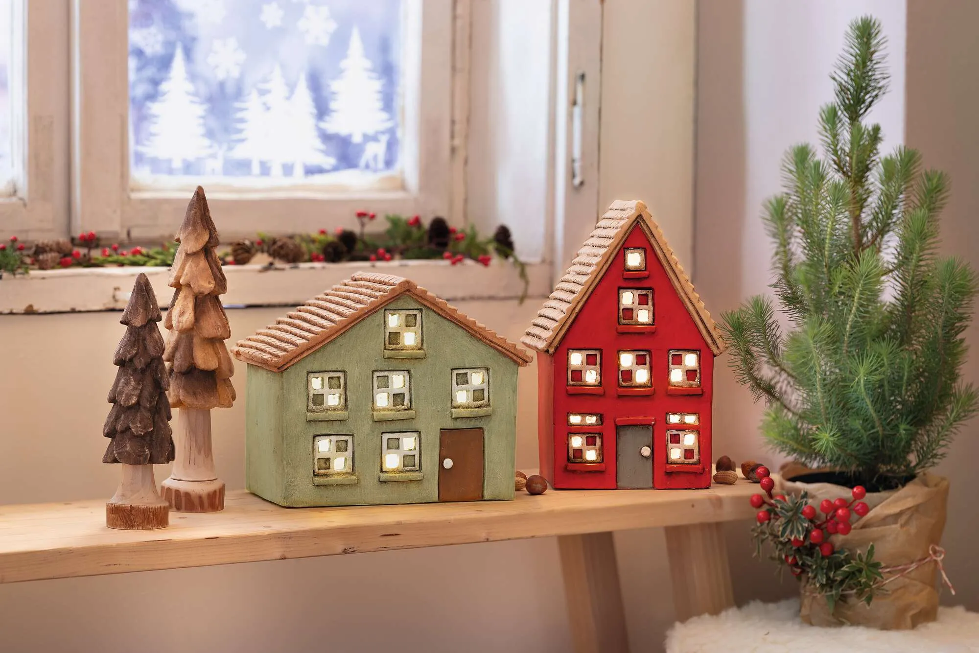 LED-Haus "Sweet red Home"  im Frank Flechtwaren Online Shop für Weihnachtliche LED-Deko kaufen