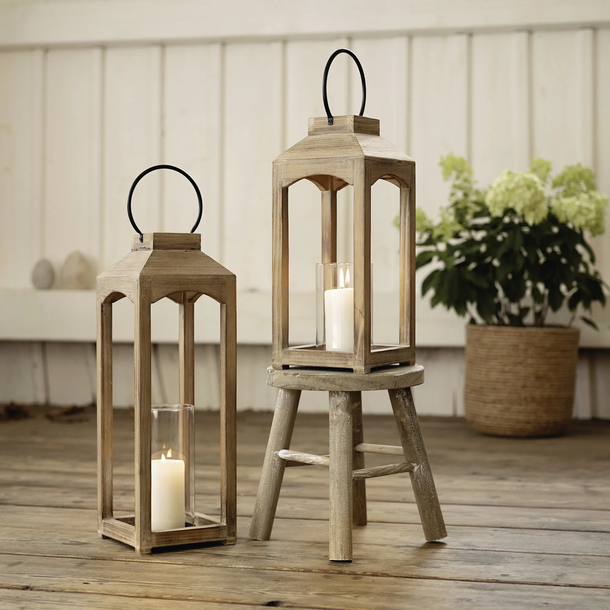 Laterne "Wood", 2er Set  im Frank Flechtwaren Online Shop kaufen