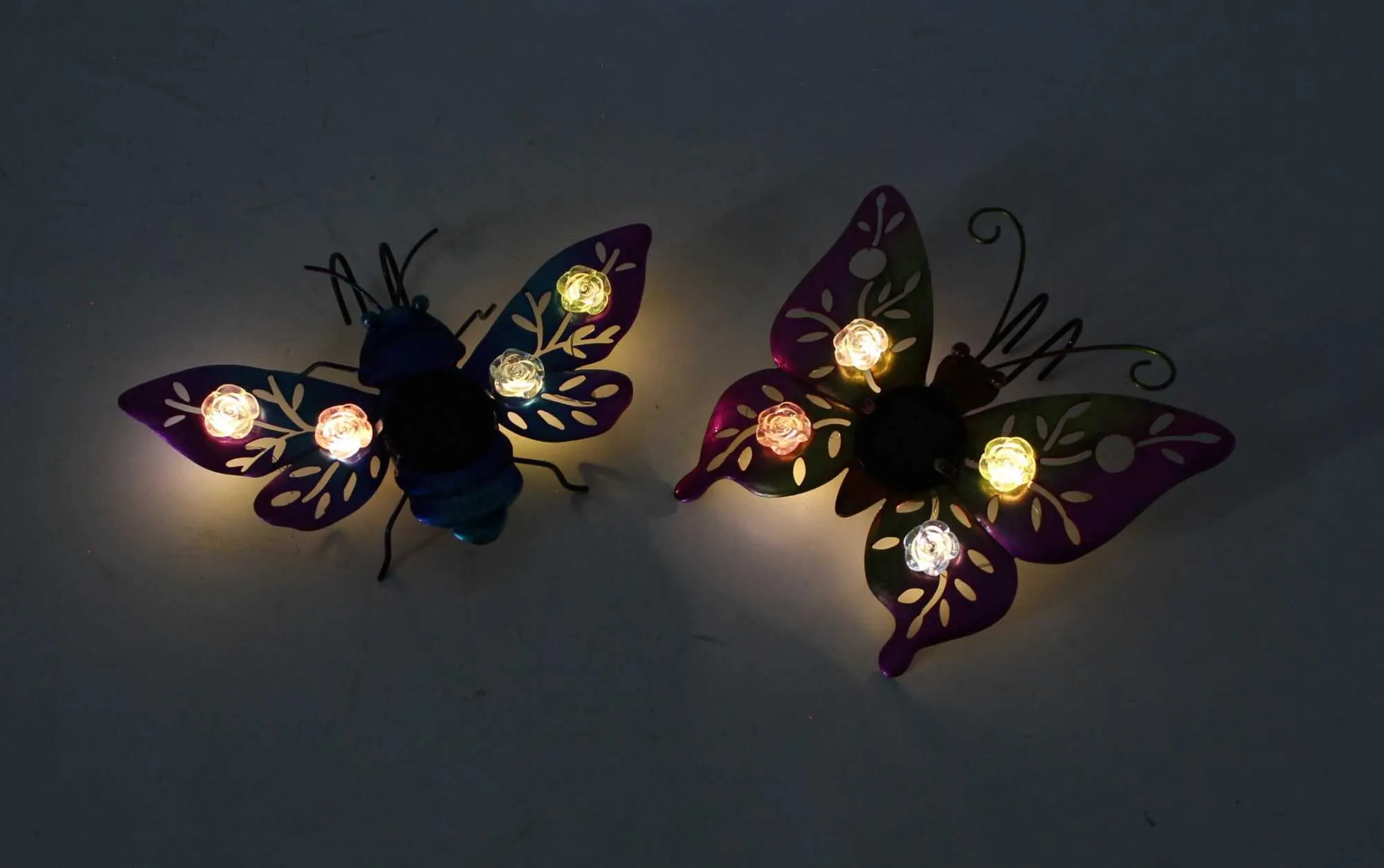 Solar-Deko "Butterfly &amp; Beetle", 2er Set  im Frank Flechtwaren Online Shop für LED-Dekoobjekte kaufen