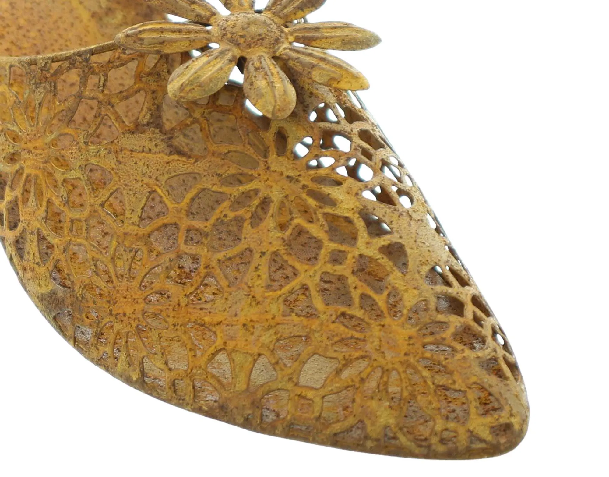 Dekoschuh "Flowers"  im Frank Flechtwaren Online Shop für Rostdeko für Ihren Garten kaufen