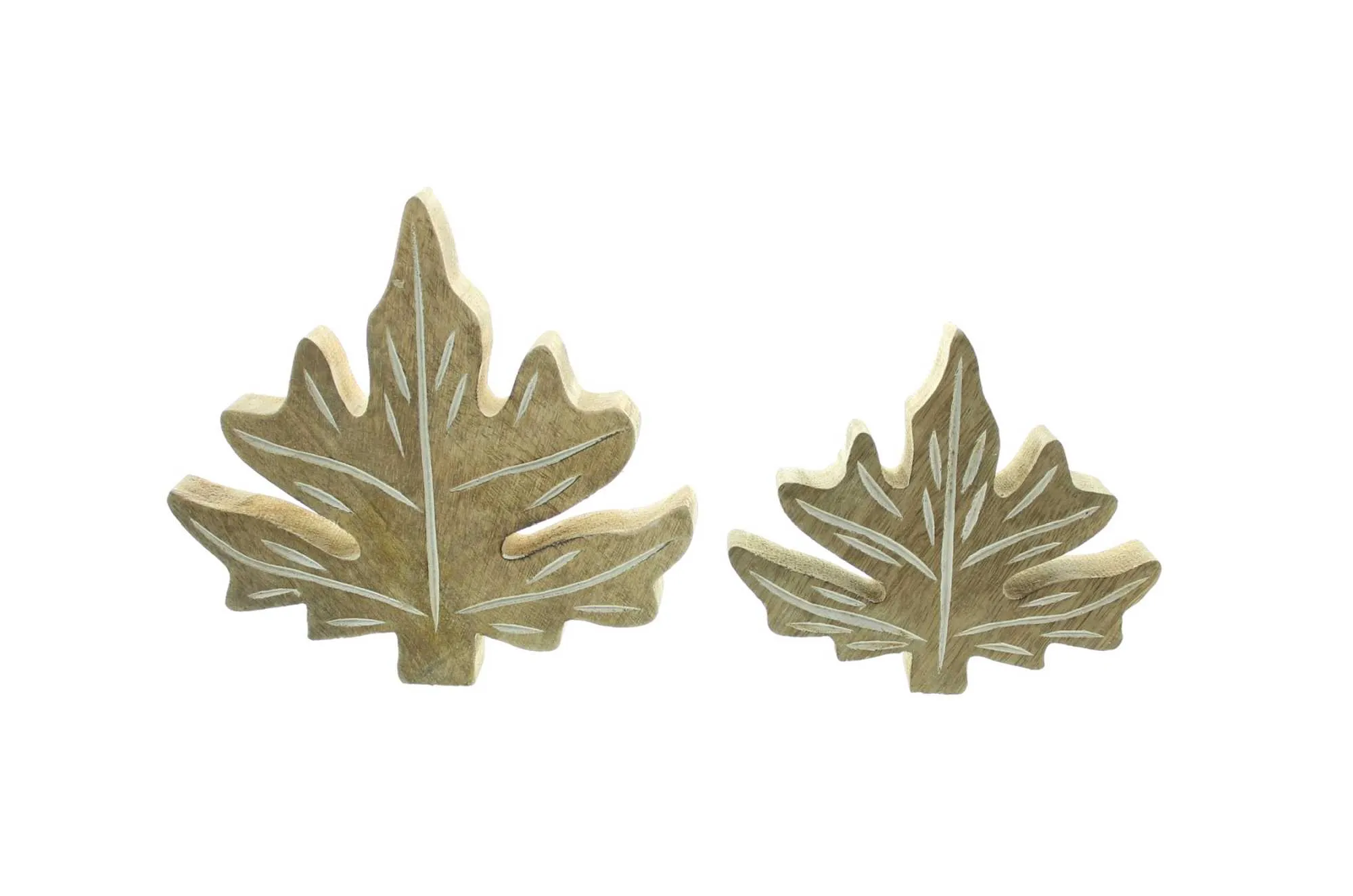 Dekoblatt "Mangoholz", 2er Set  im Frank Flechtwaren Online Shop für Herbstliche Dekofiguren kaufen