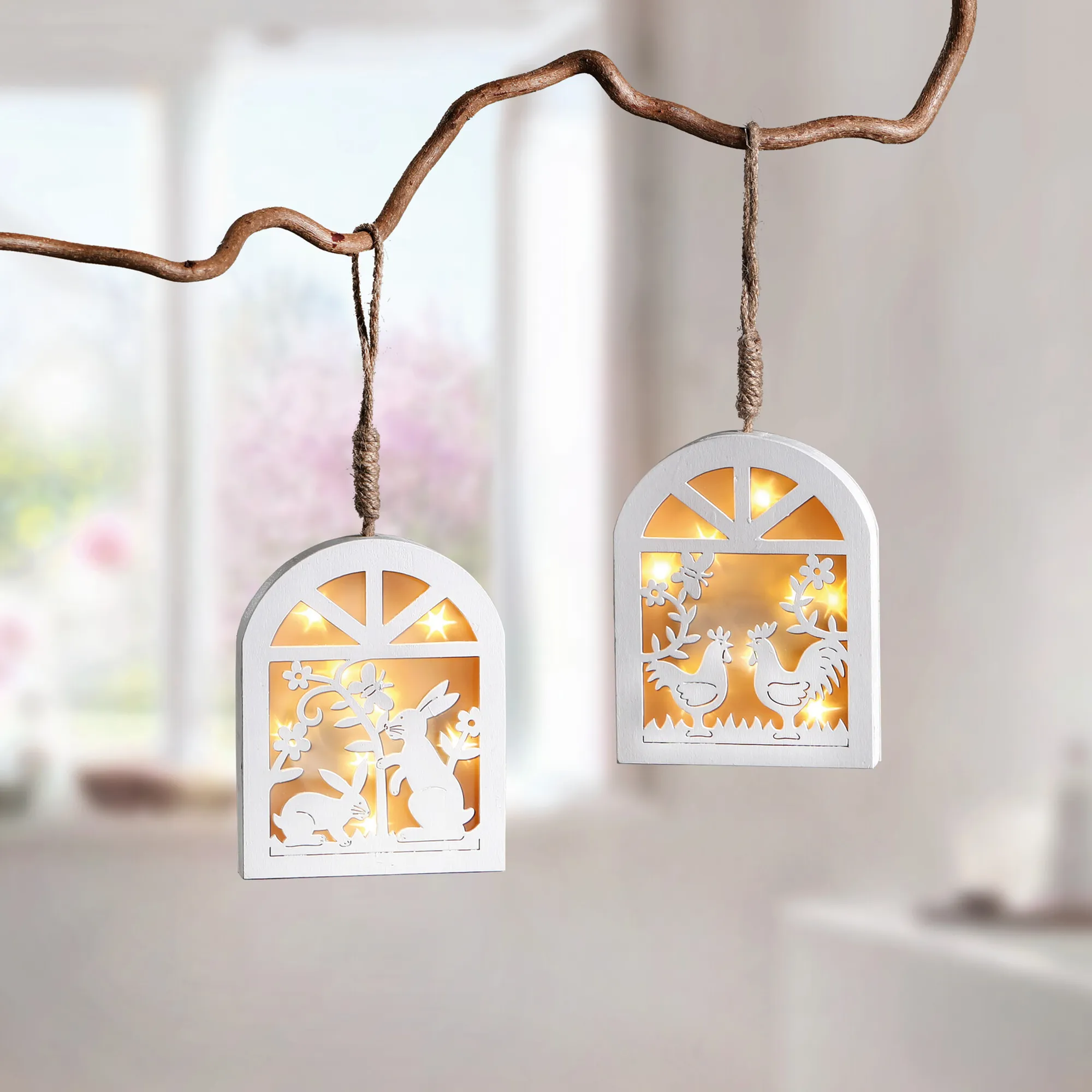 LED-Hänger "Frühling", 2er Set  im Frank Flechtwaren Online Shop kaufen