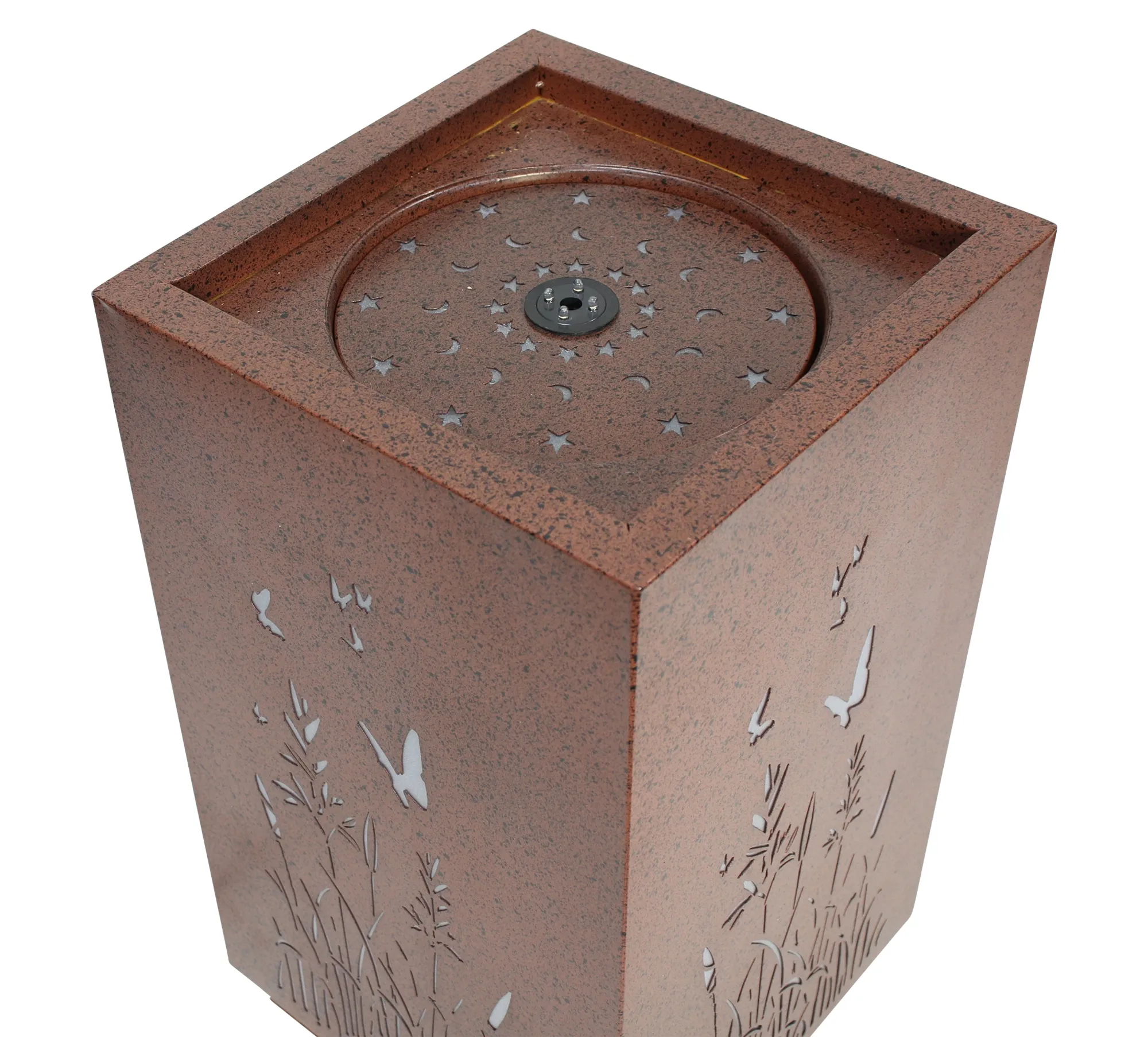 LED-Brunnen "Blumenwiese"  im Frank Flechtwaren Online Shop für Rostdeko für Ihren Garten kaufen