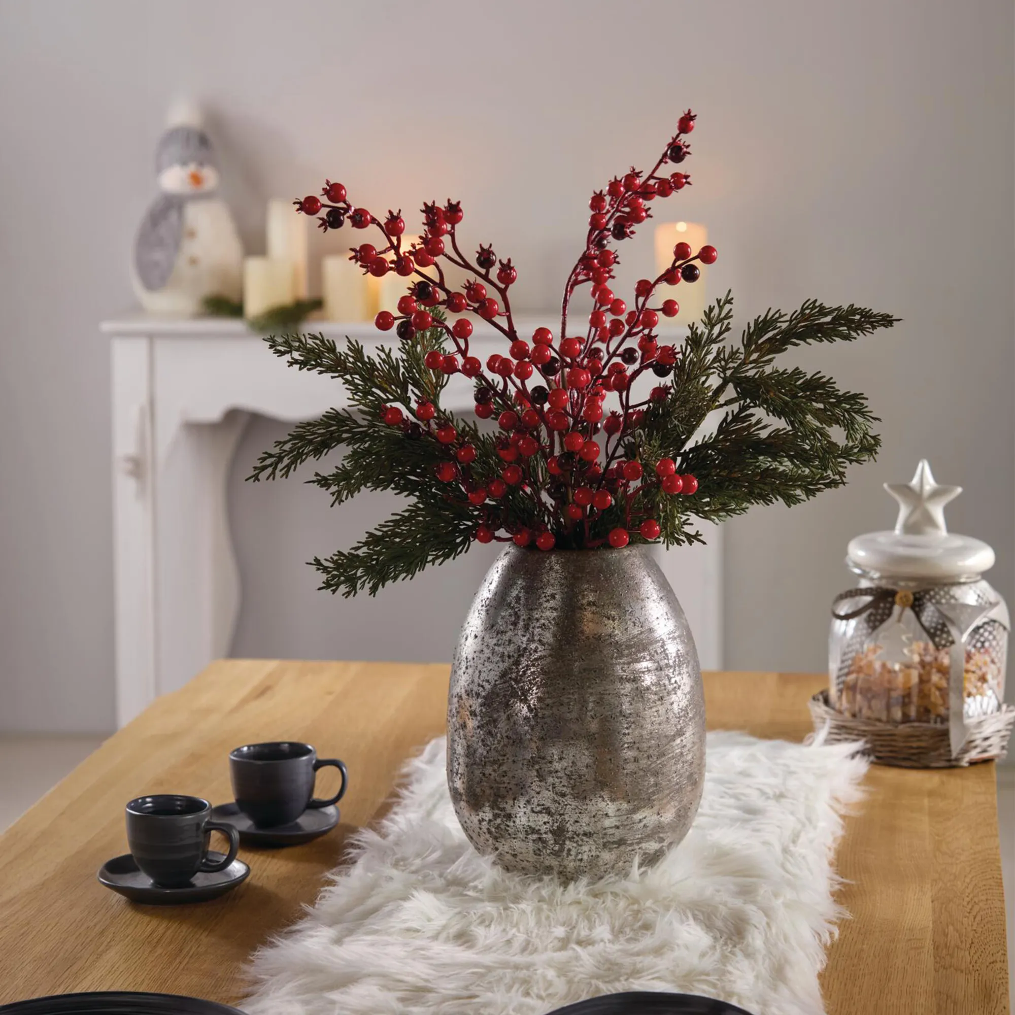 Deko-Zweig "Rote Beeren", 2er Set  im Frank Flechtwaren Online Shop für Tischlein deck dich kaufen