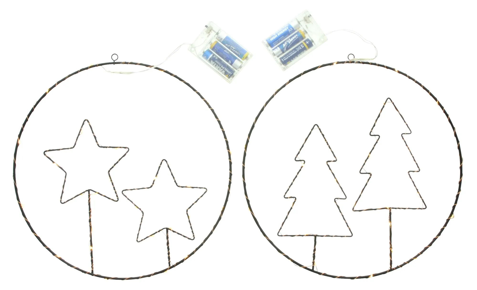 LED-Hänger "Sterne &amp; Tannen", 2er Set  im Frank Flechtwaren Online Shop für Dekohänger  kaufen