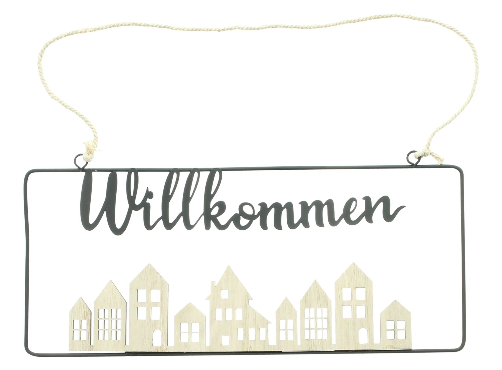 Hänger "Willkommen"  im Frank Flechtwaren Online Shop für Aus dem Häuschen kaufen