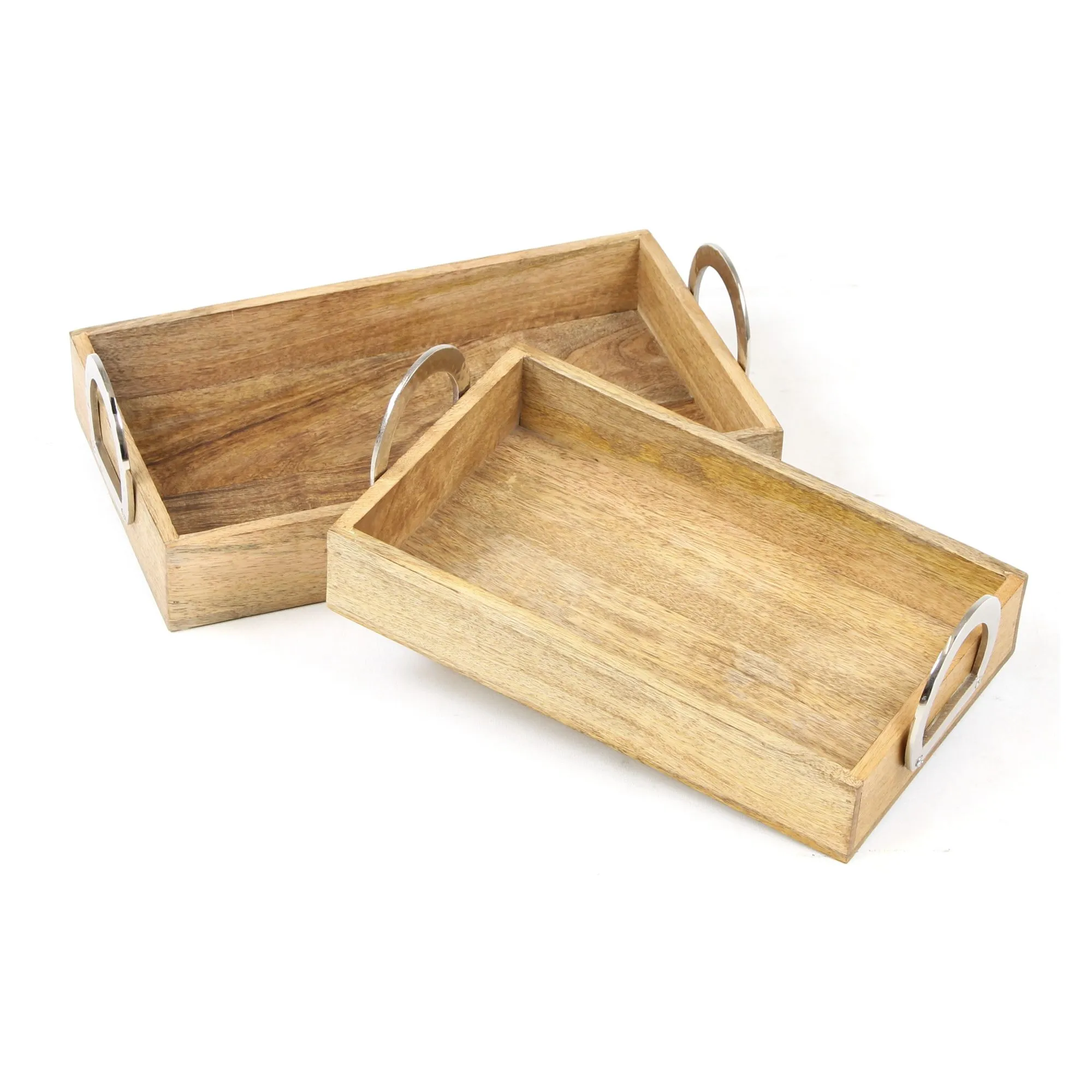 Serviertablett "Mangoholz", 2er Set  im Frank Flechtwaren Online Shop für Silber &amp; Gold kaufen