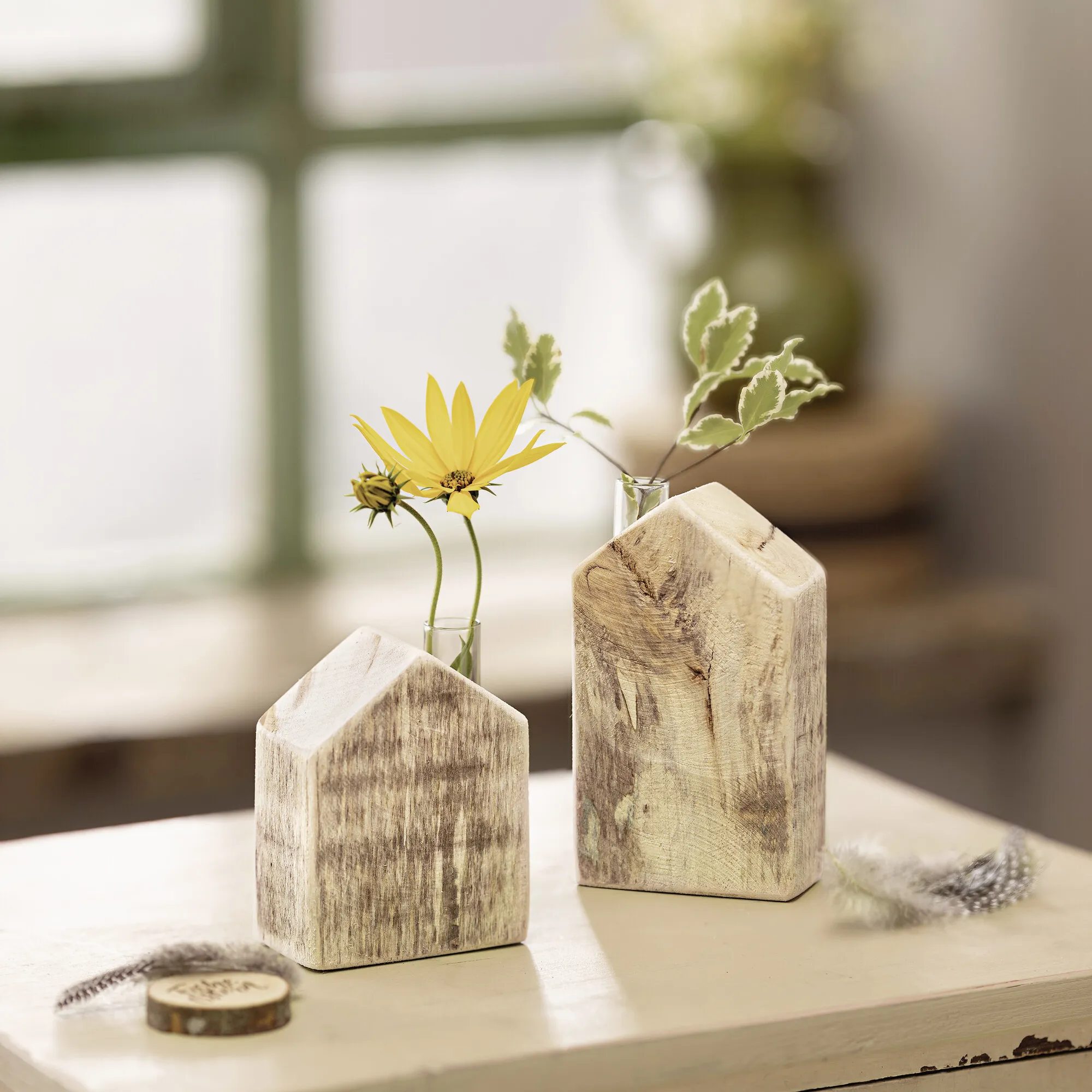 Vase "Häuschen", 2er Set  im Frank Flechtwaren Online Shop für Natur &amp; Grün kaufen