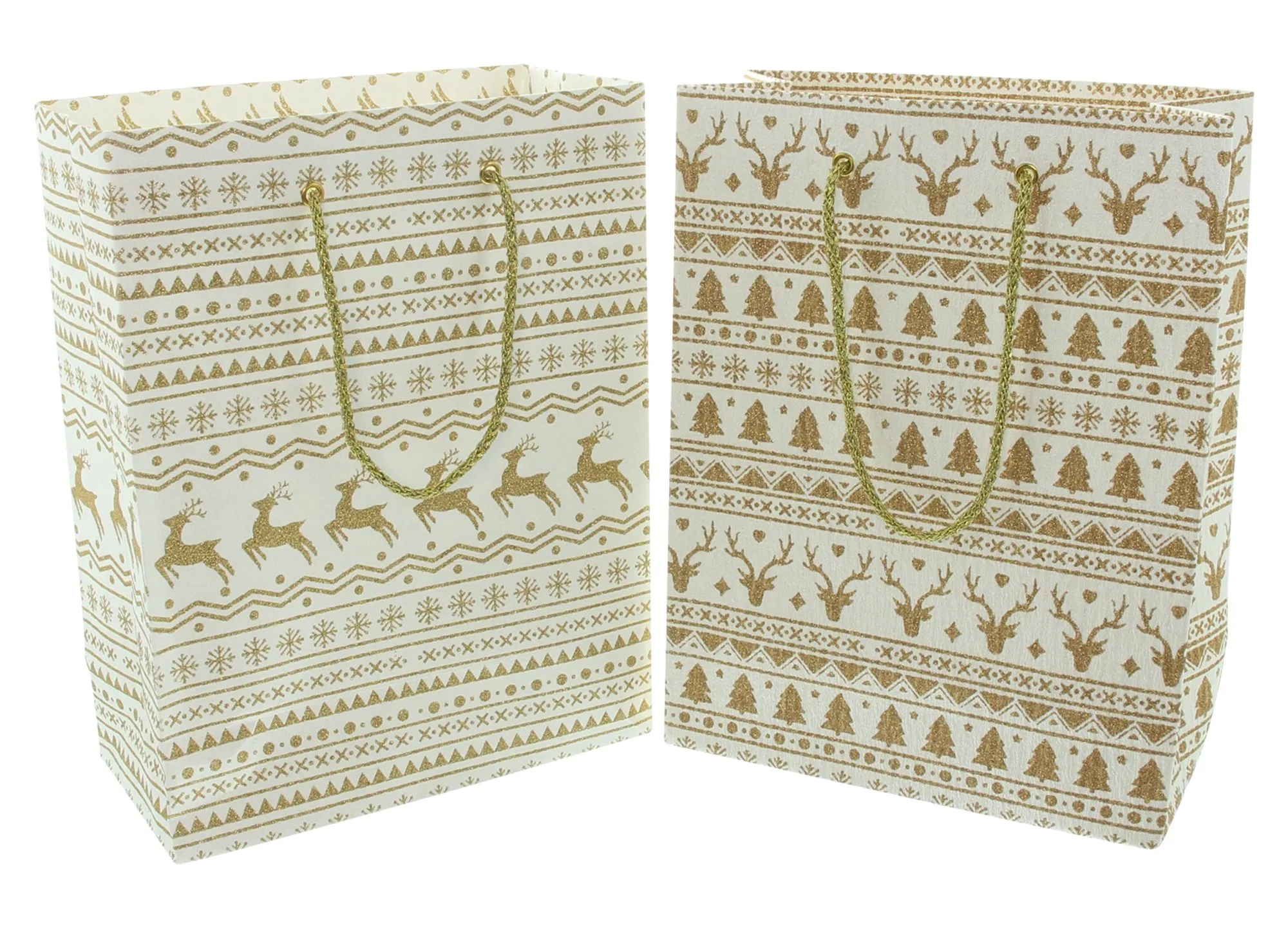 Geschenktasche "Gold &amp; White", 2er Set  im Frank Flechtwaren Online Shop für Geschenktaschen &amp; -säckchen kaufen