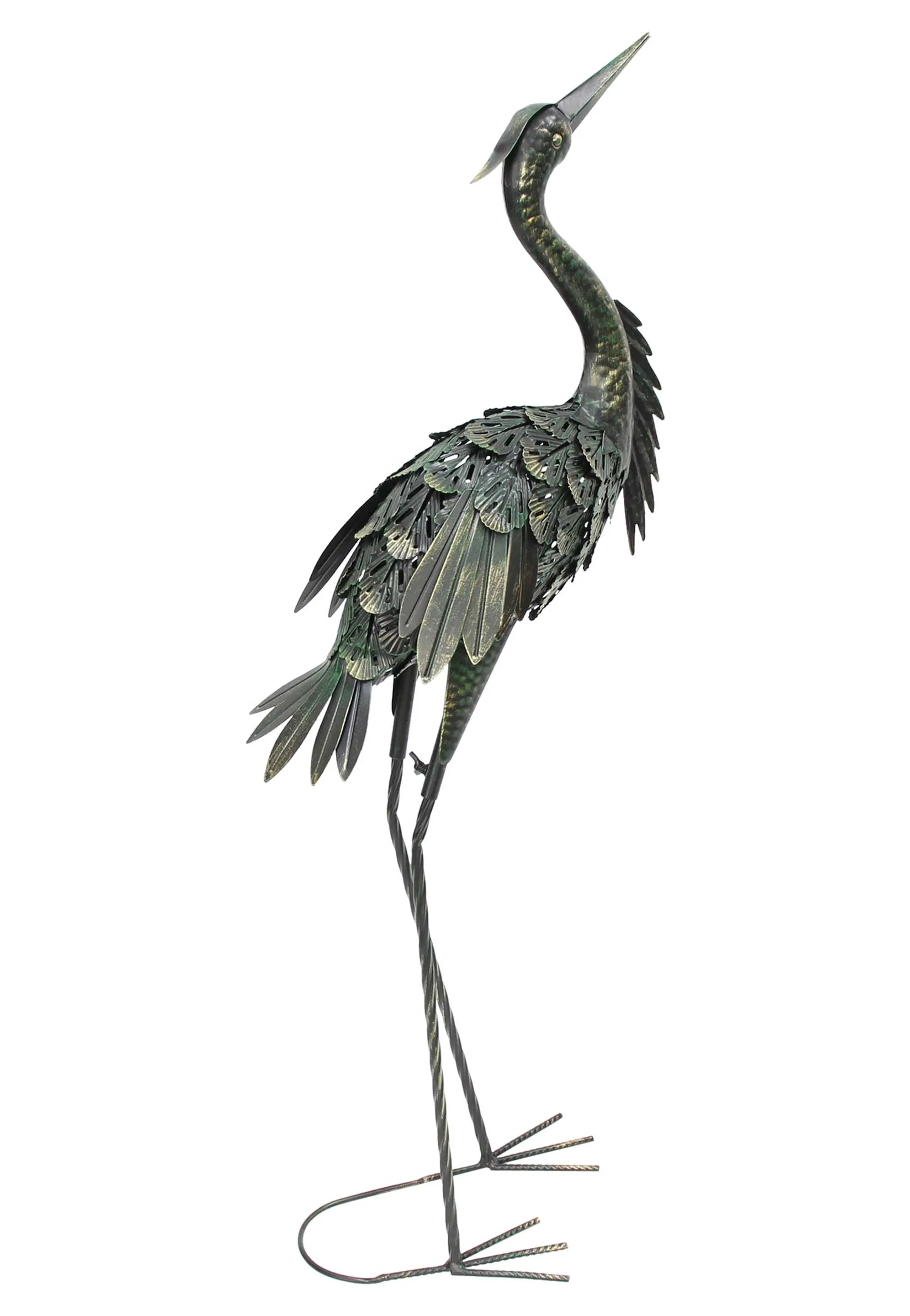 Metallvogel "Reiher"  im Frank Flechtwaren Online Shop für Gartenfiguren kaufen