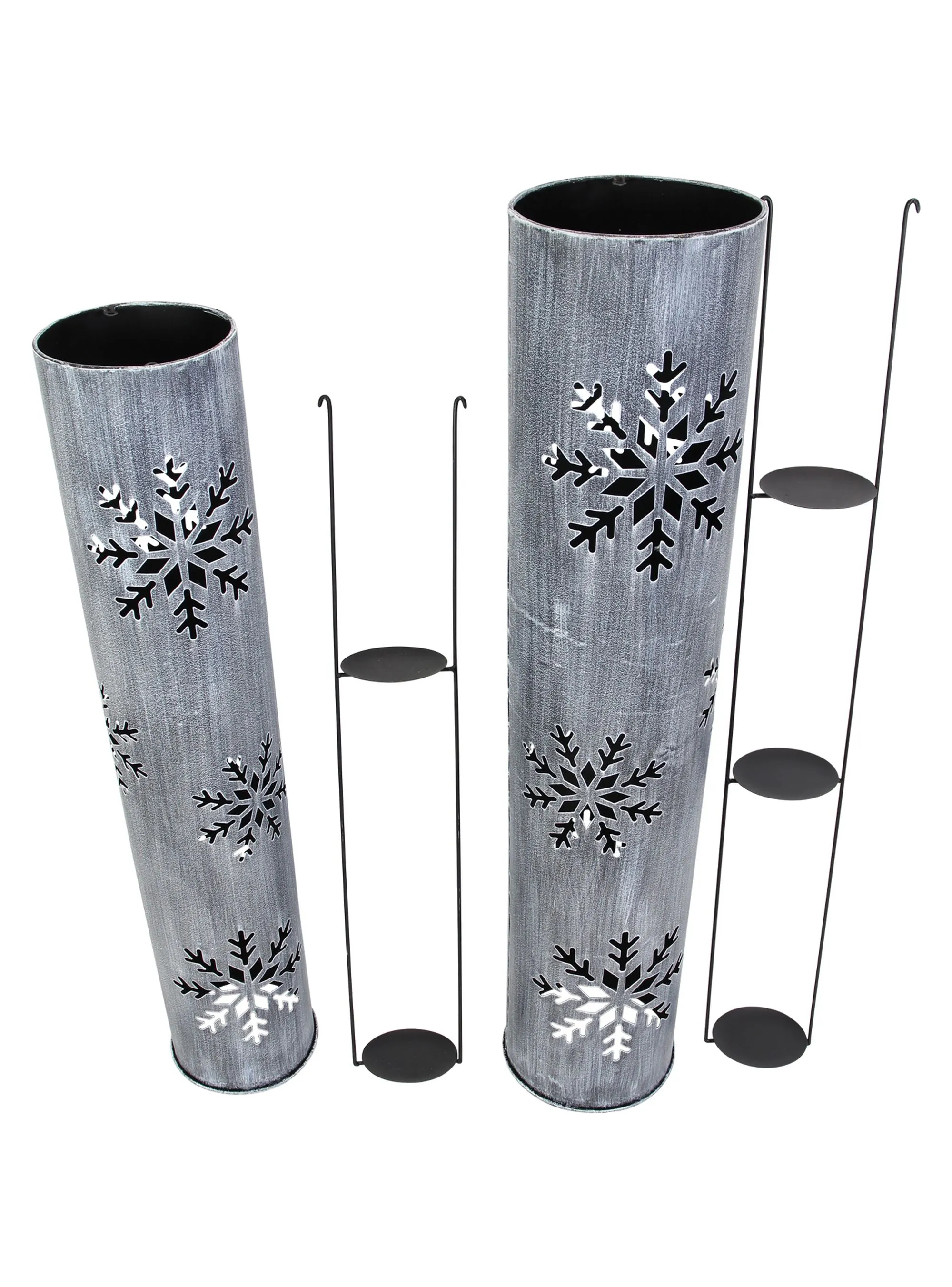 Windlichtsäule "Schneeflocke", 2er Set  im Frank Flechtwaren Online Shop für Gartenbeleuchtung kaufen