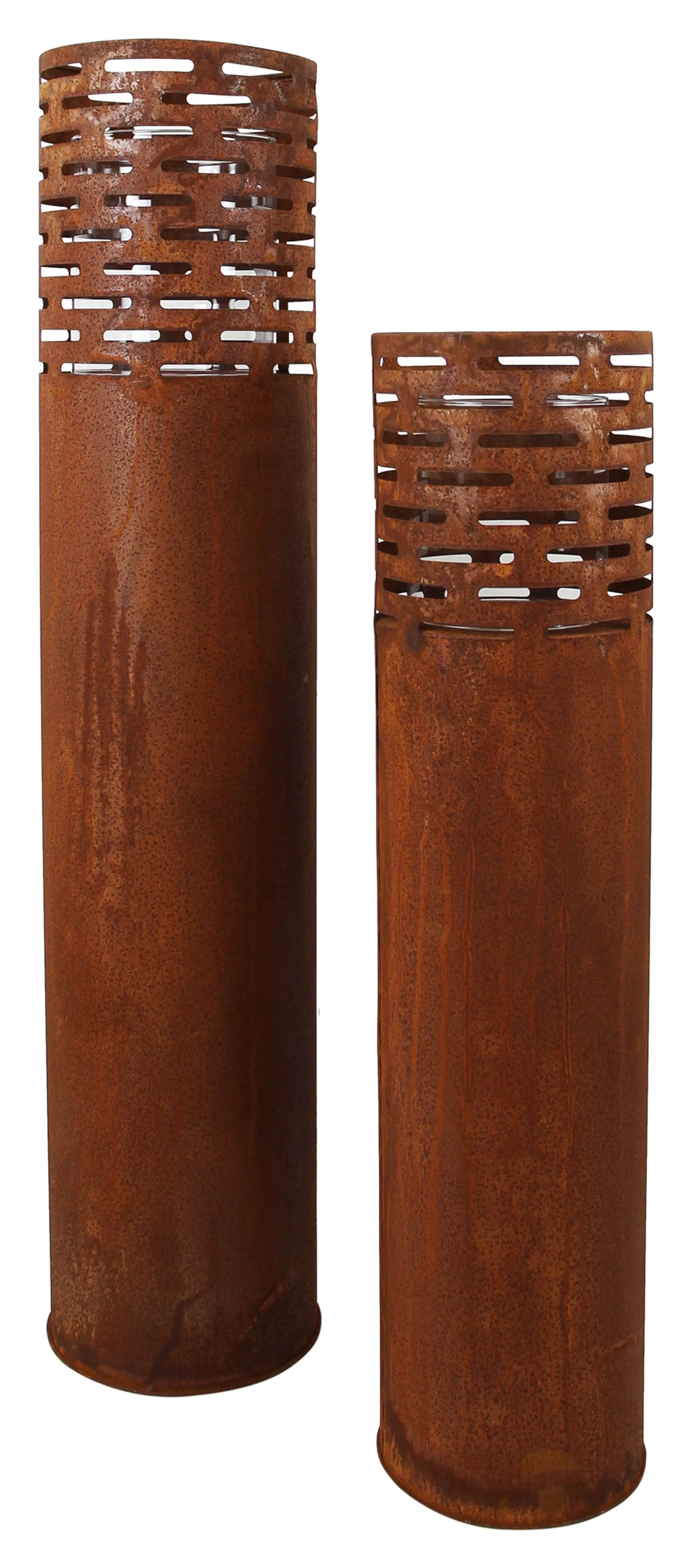 Windlicht "Rost-Säule", 2er Set  im Frank Flechtwaren Online Shop für Dekosäulen kaufen