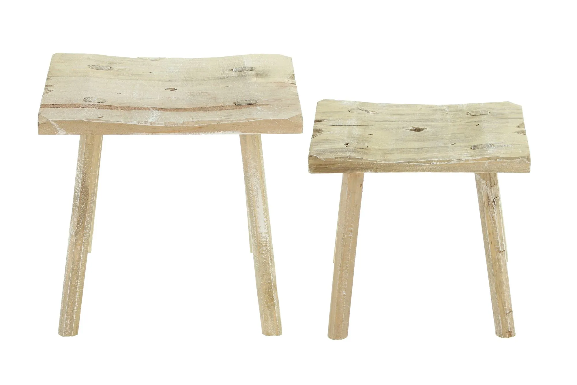 Holzhocker "Rustikal", 2er Set  im Frank Flechtwaren Online Shop für Hocker kaufen