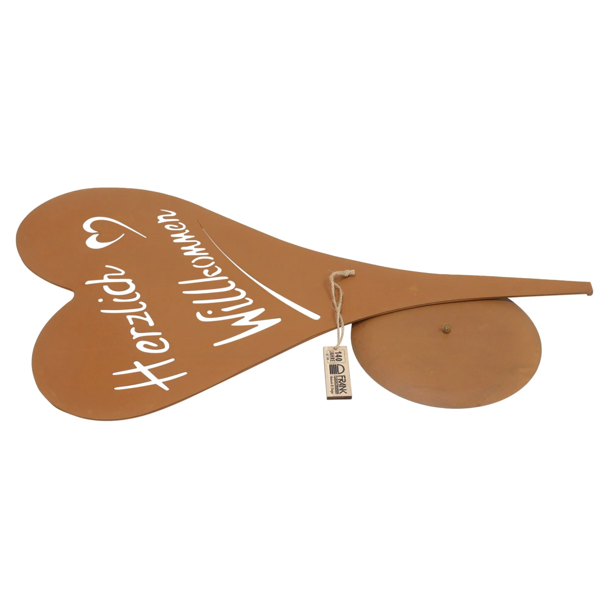 Herz "Herzlich Willkommen"  im Frank Flechtwaren Online Shop für Österliche Gartendeko kaufen