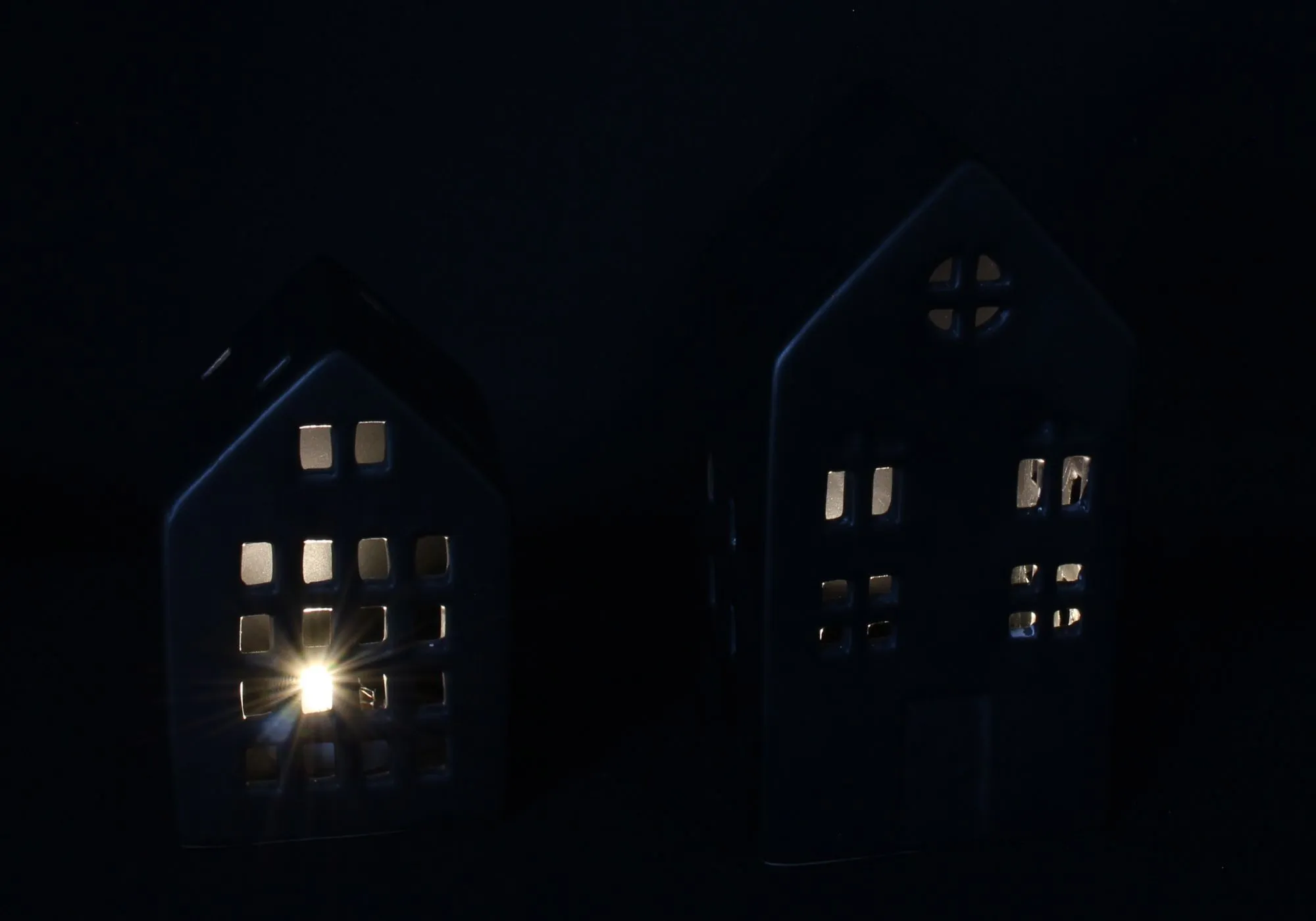LED-Haus "Black", 2er Set  im Frank Flechtwaren Online Shop für Black &amp; White kaufen
