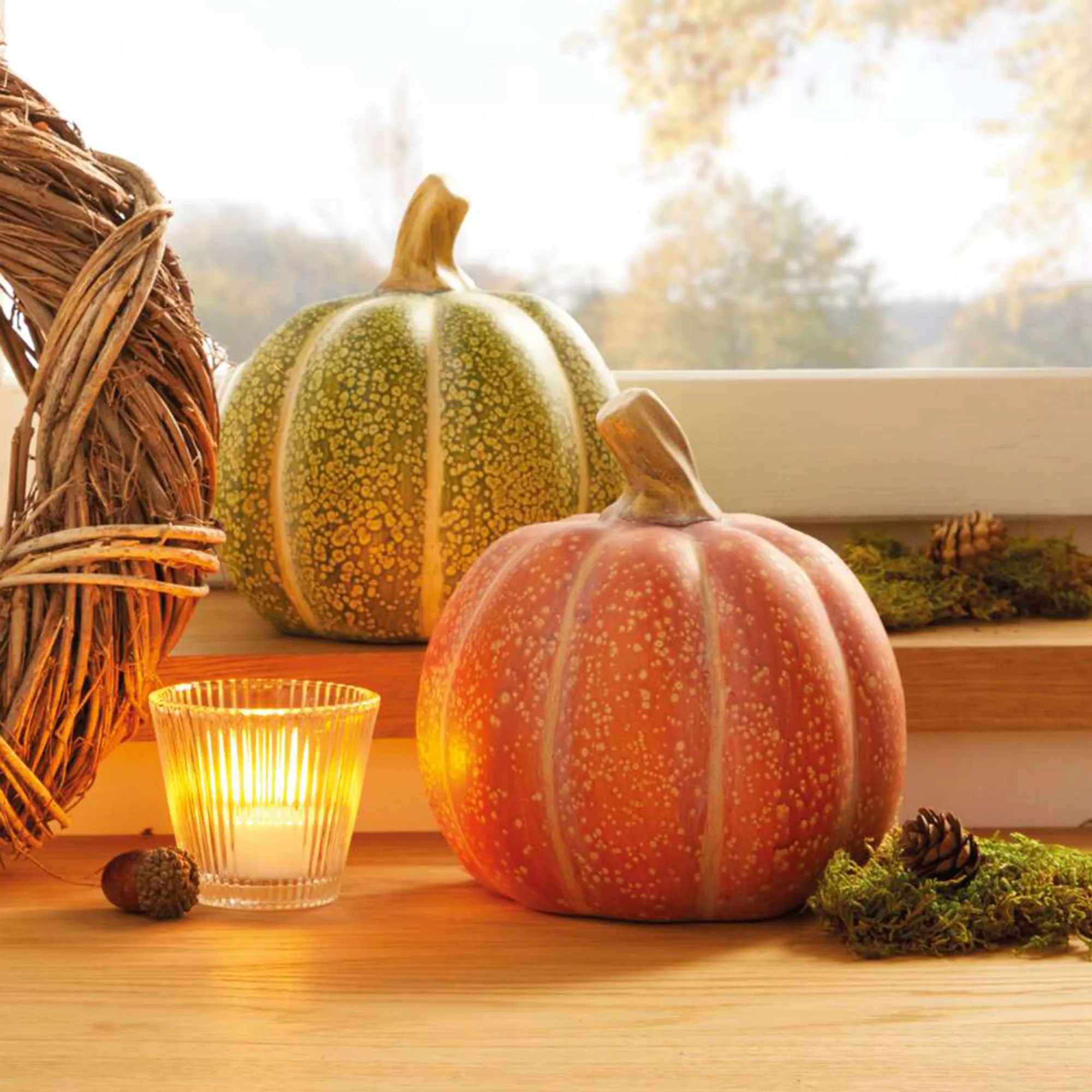 Kürbis "Orange &amp; Grün", 2er Set  im Frank Flechtwaren Online Shop kaufen