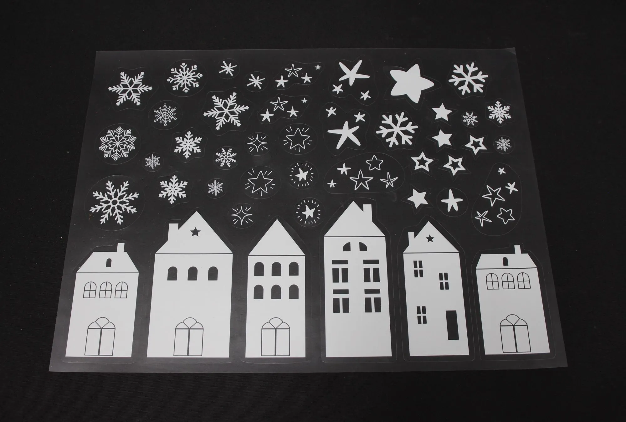 Fenstersticker "Winterhäuser", 109er Set  im Frank Flechtwaren Online Shop für Weihnachtliche Wanddeko kaufen