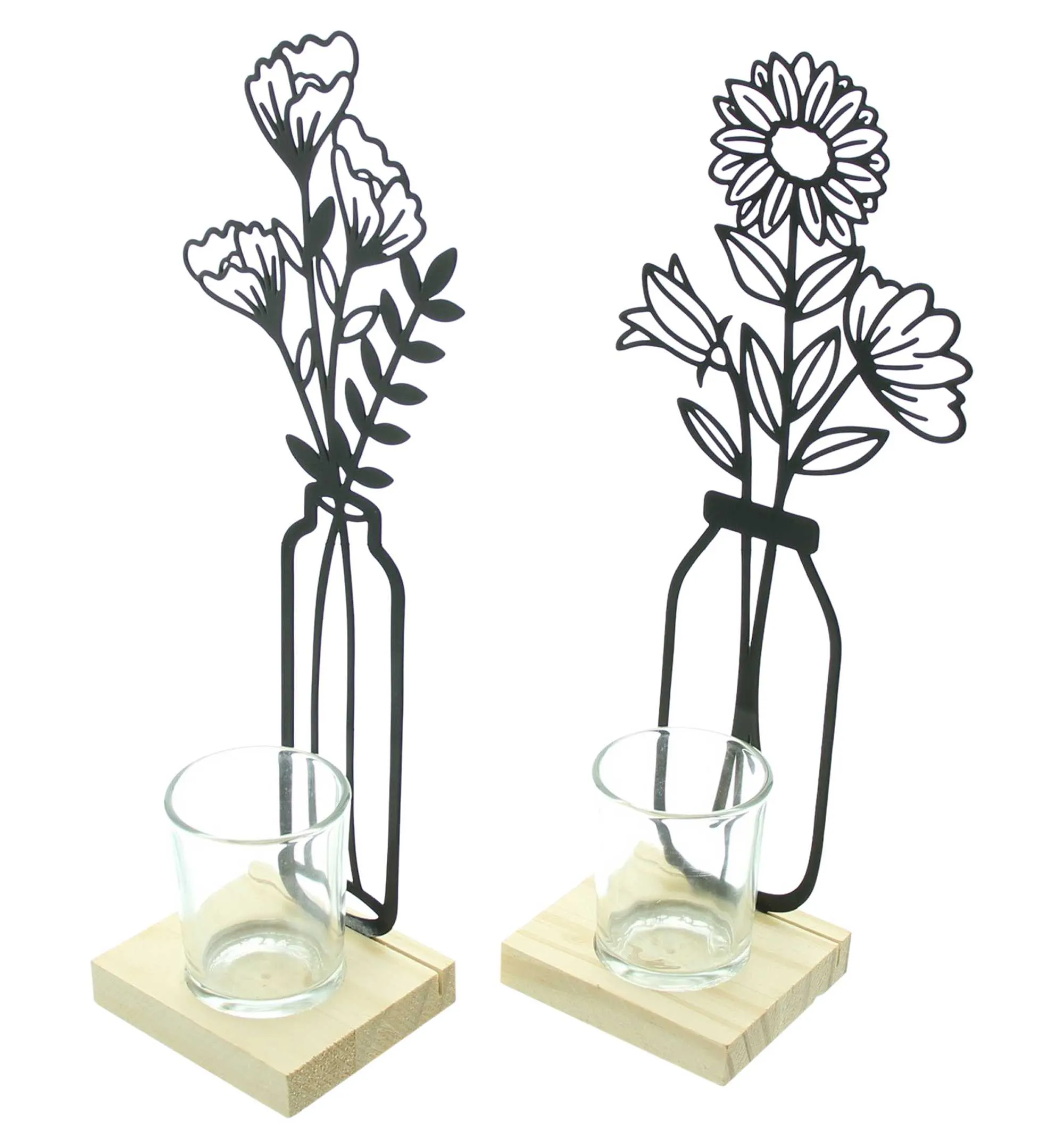 Teelichthalter "Metallblumen", 2er Set  im Frank Flechtwaren Online Shop für Teelichthalter kaufen