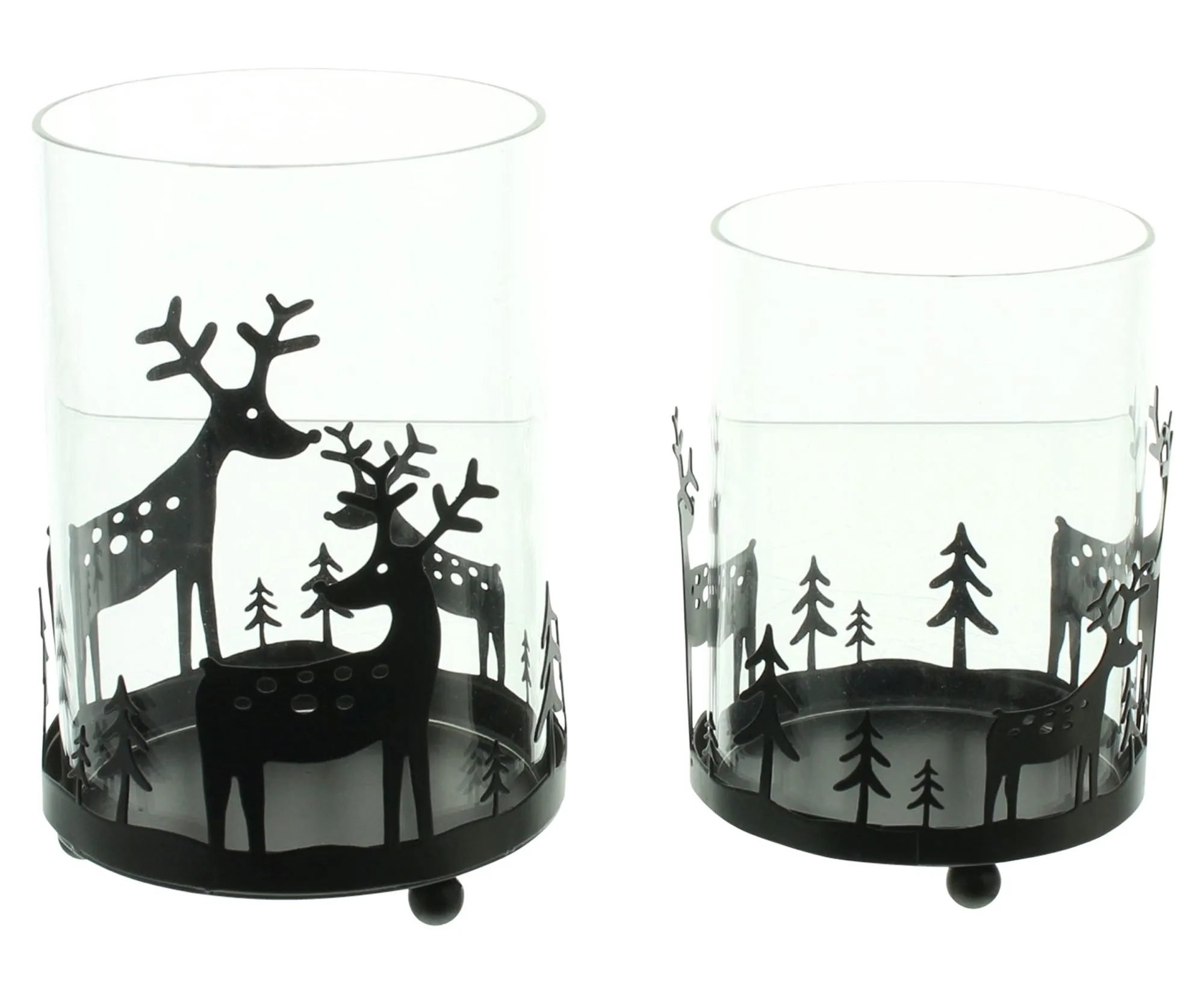 Windlicht "Rentier im Wald", 2er Set  im Frank Flechtwaren Online Shop für Naturverbunden kaufen