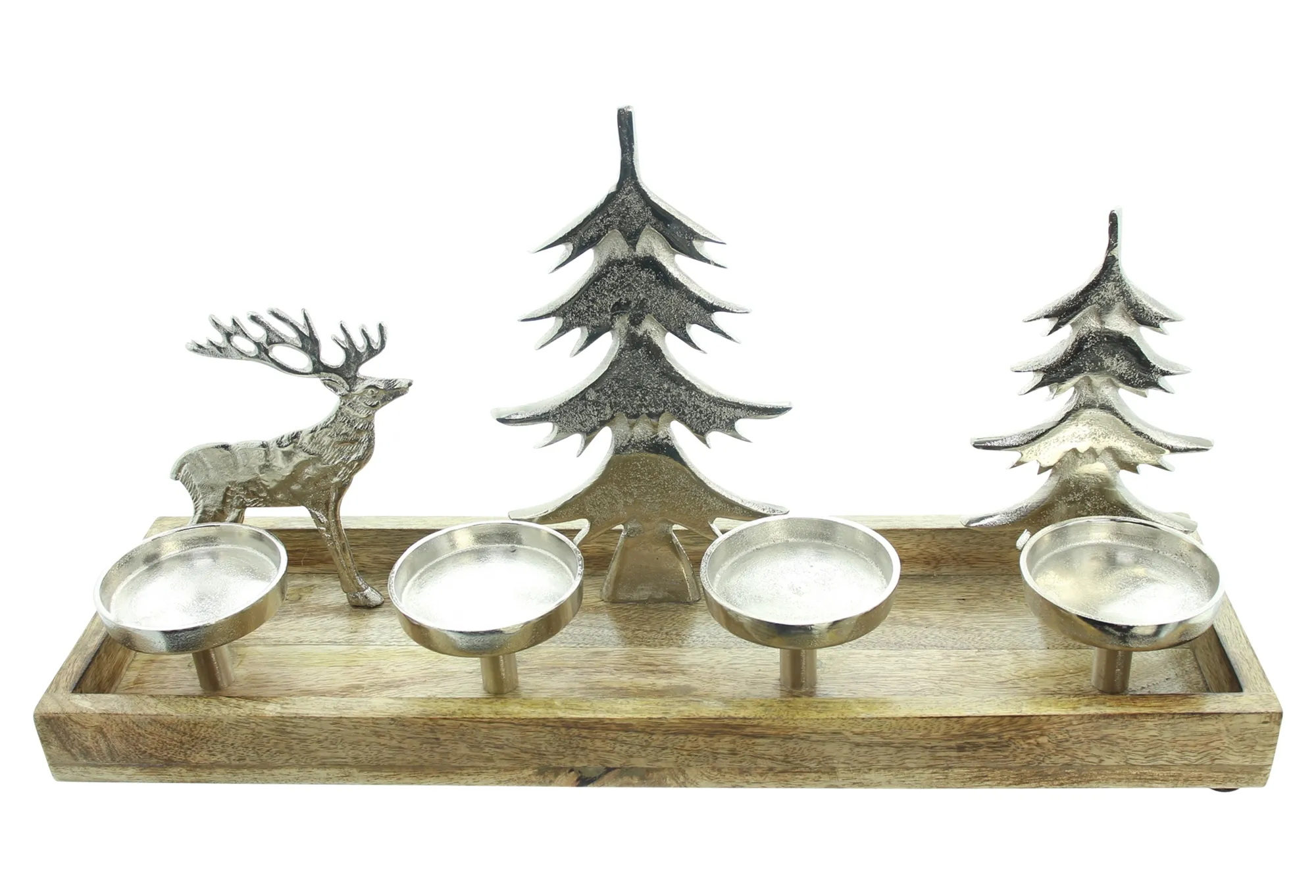 Kerzenhalter "Rentier &amp; Tannen"  im Frank Flechtwaren Online Shop für Adventskränze kaufen