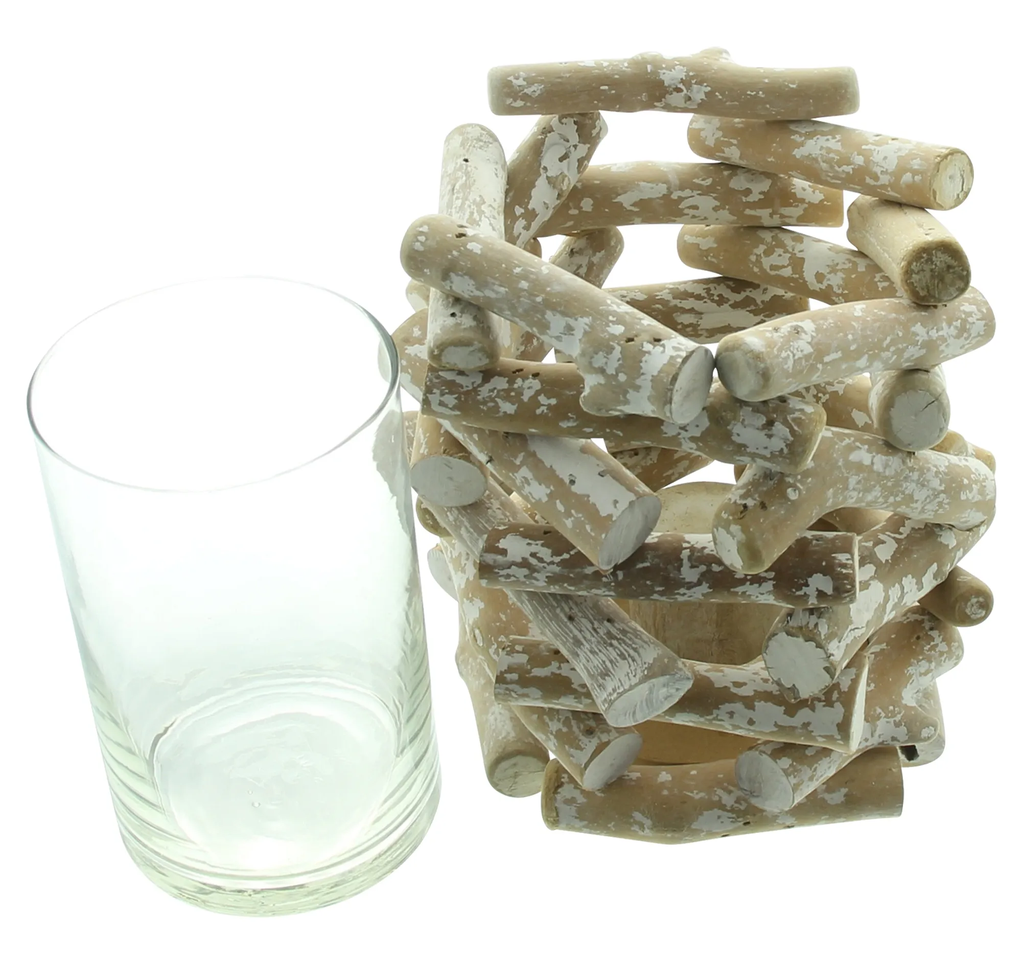 Windlicht "Holzstückchen"  im Frank Flechtwaren Online Shop für Windlichter kaufen