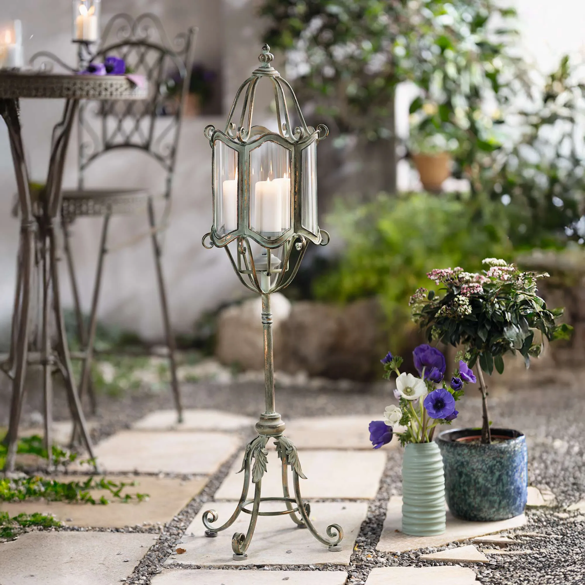 Standlaterne "Shabby-Grey"  im Frank Flechtwaren Online Shop kaufen