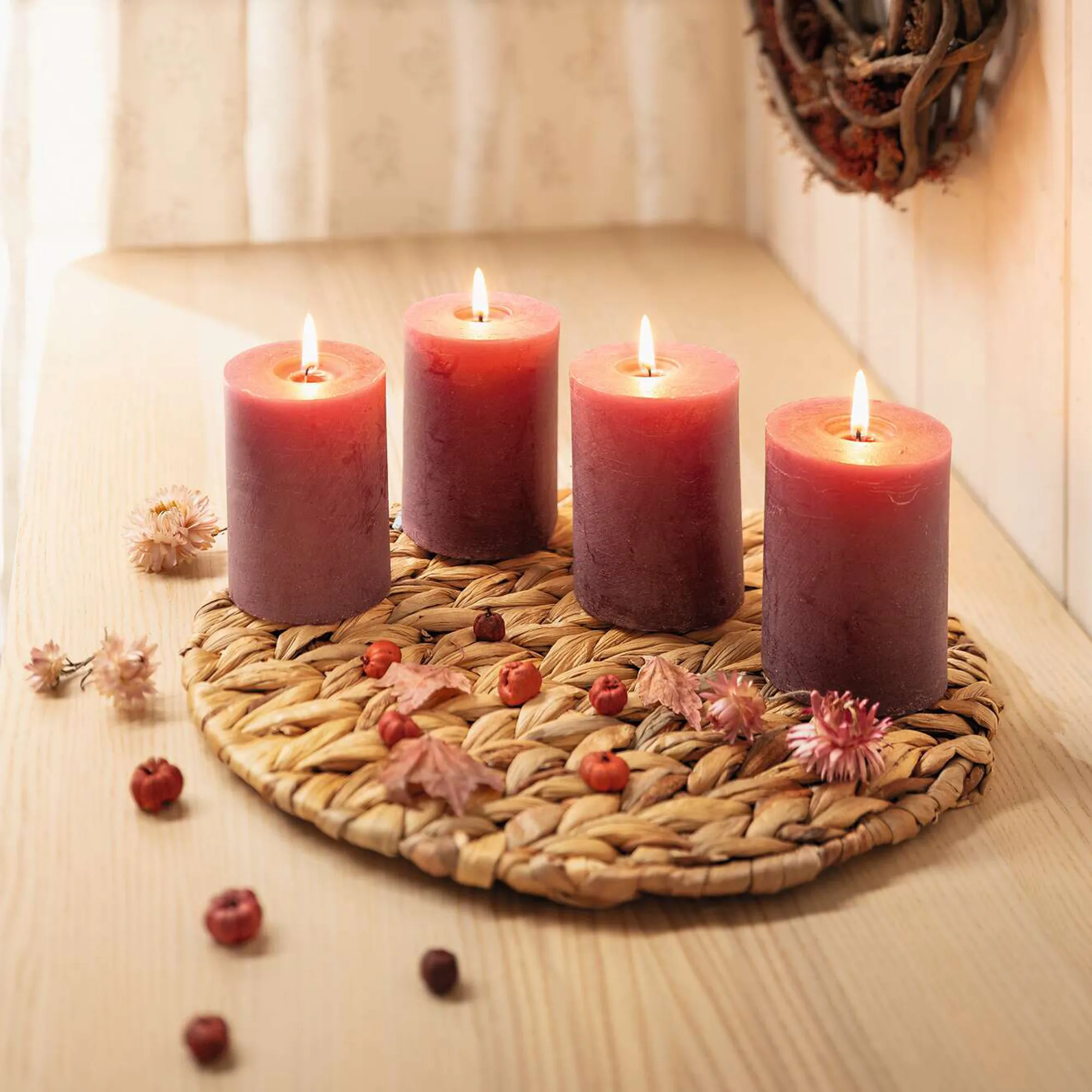 Kerze "Berry", 4er Set  im Frank Flechtwaren Online Shop kaufen