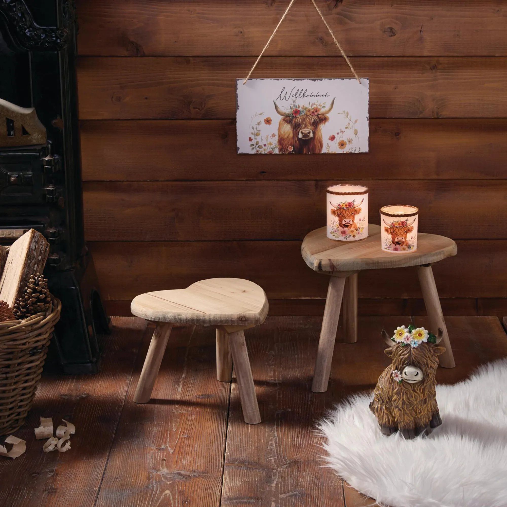 Windlicht "Stier mit Blumenkranz", 2er Set  im Frank Flechtwaren Online Shop für Windlichter kaufen