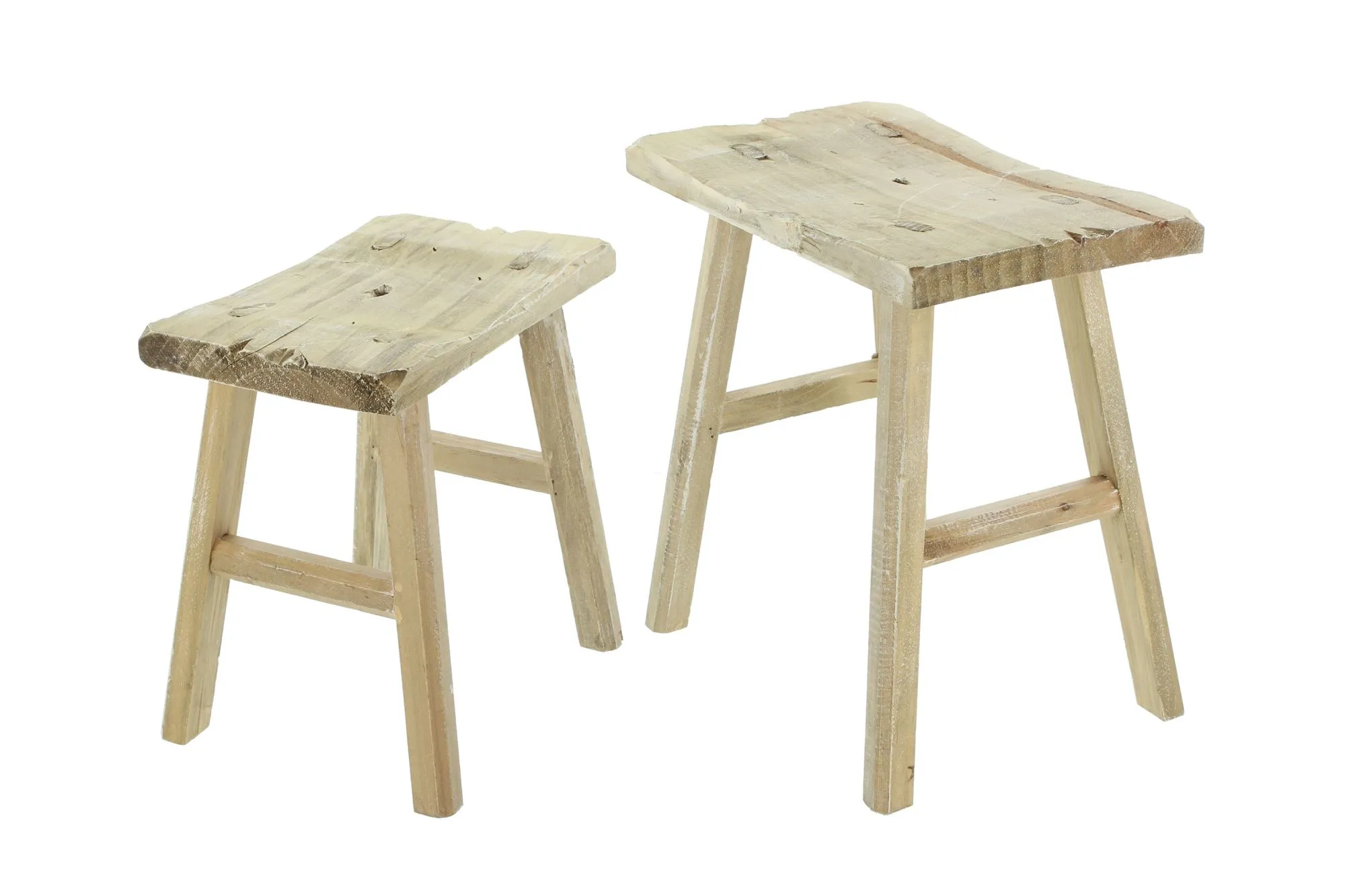Holzhocker "Rustikal", 2er Set  im Frank Flechtwaren Online Shop für Hocker kaufen