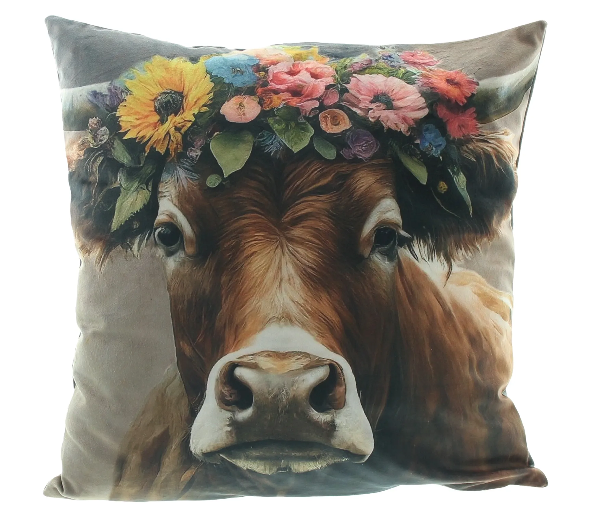 Kissenhülle "Kuh mit Blumenkranz"  im Frank Flechtwaren Online Shop für Kissenhüllen kaufen