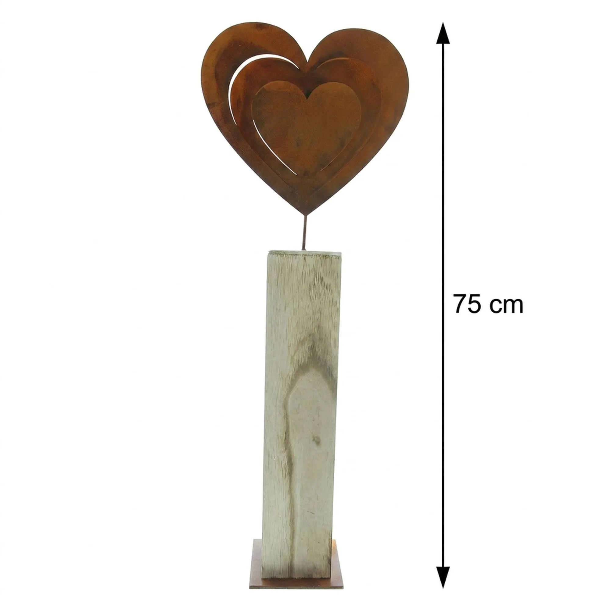 Holzsäule "Rostherz"  im Frank Flechtwaren Online Shop für Dekosäulen kaufen