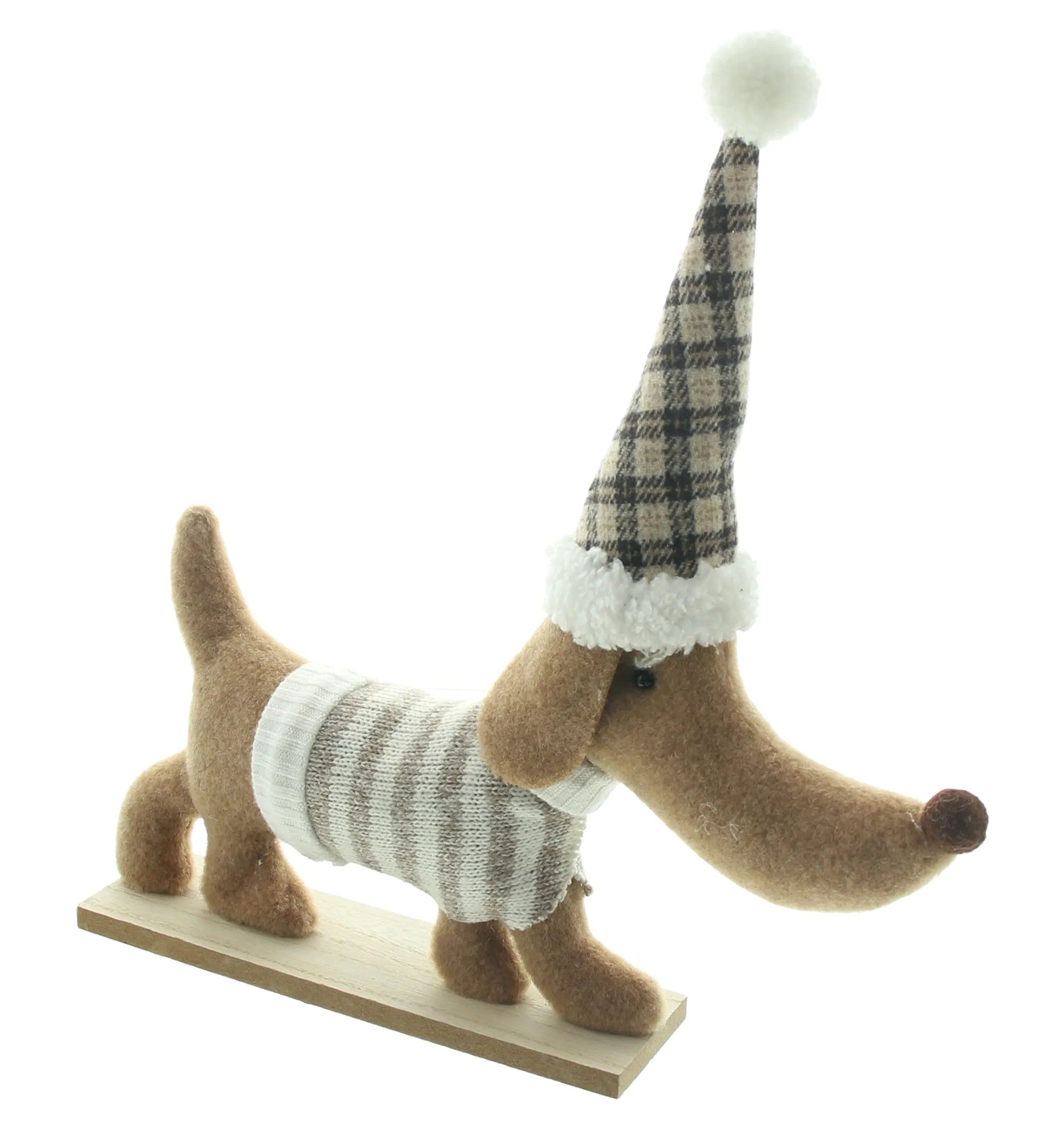 Dekofigur "Dackel mit Mütze"  im Frank Flechtwaren Online Shop für Weihnachtliche Dekofiguren kaufen