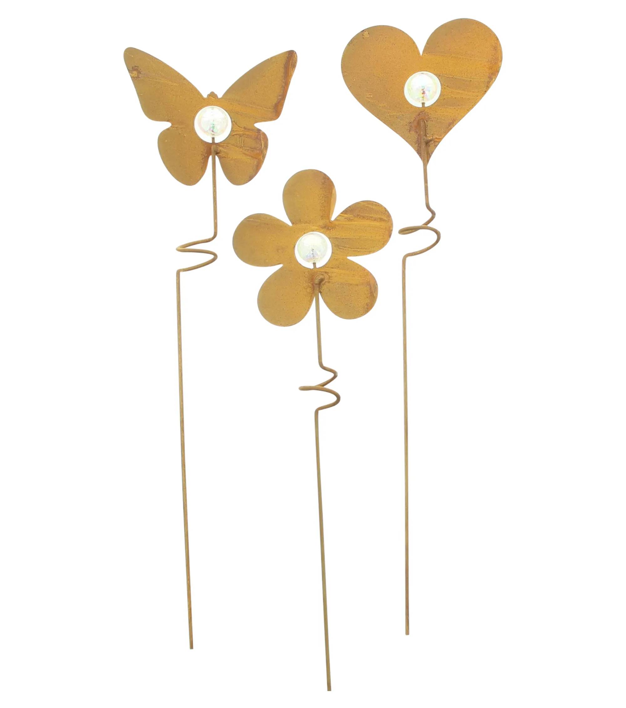 Stecker "Rosttrio", 3er Set  im Frank Flechtwaren Online Shop für Rostdeko für Ihren Garten kaufen