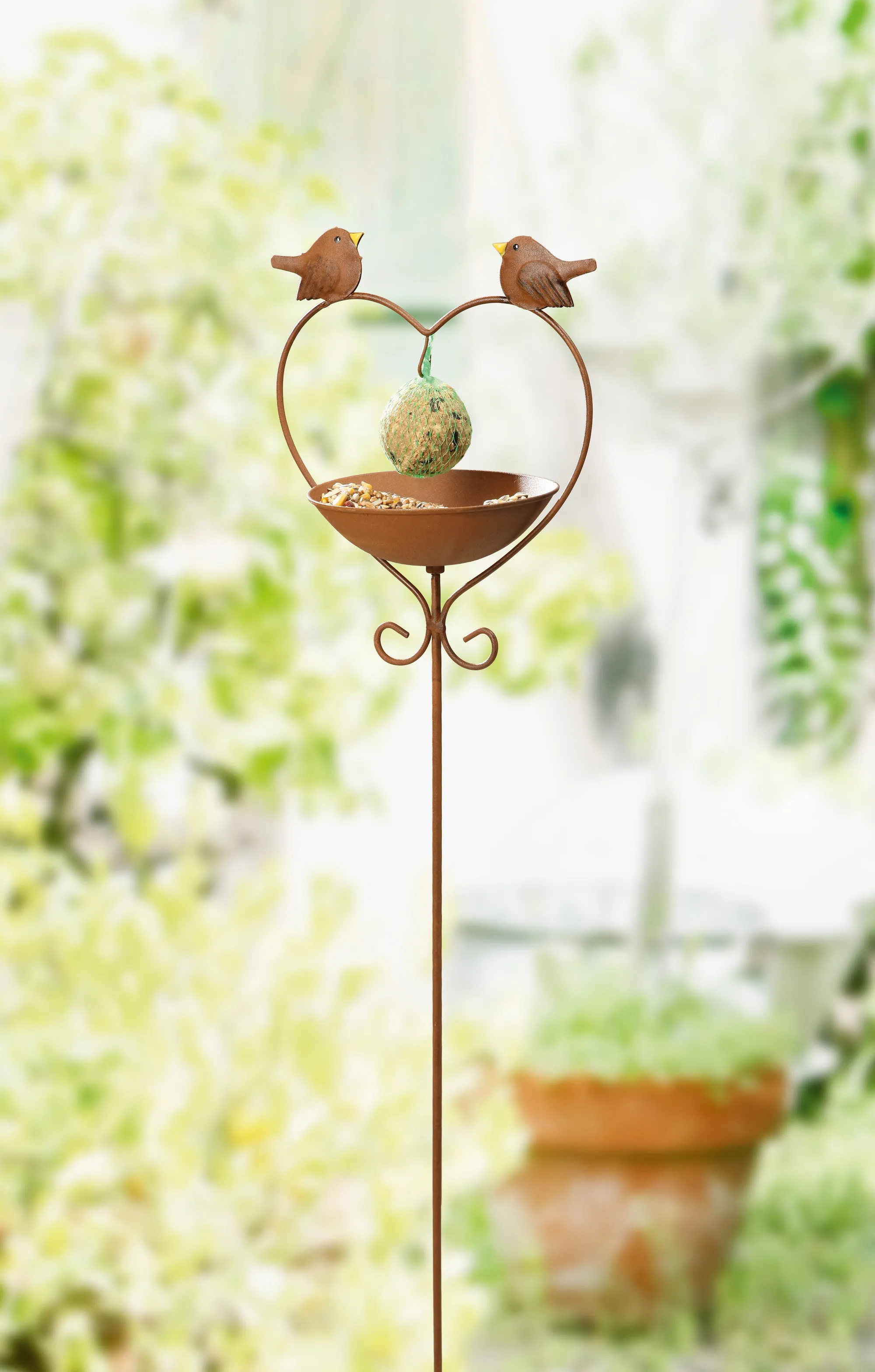 Vogeltränke "Herz"  im Frank Flechtwaren Online Shop für Weihnachtliche Gartenstecker kaufen