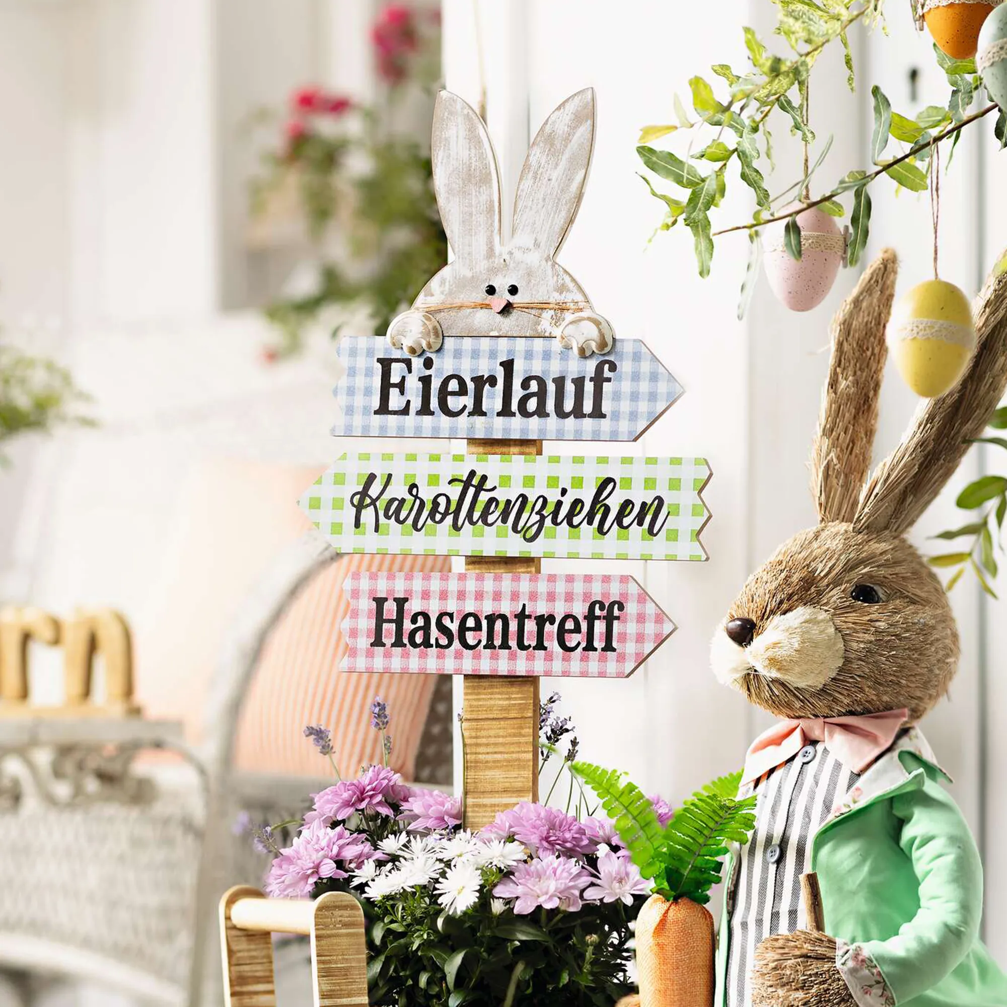 Gartenschild "Osterparty"  im Frank Flechtwaren Online Shop kaufen