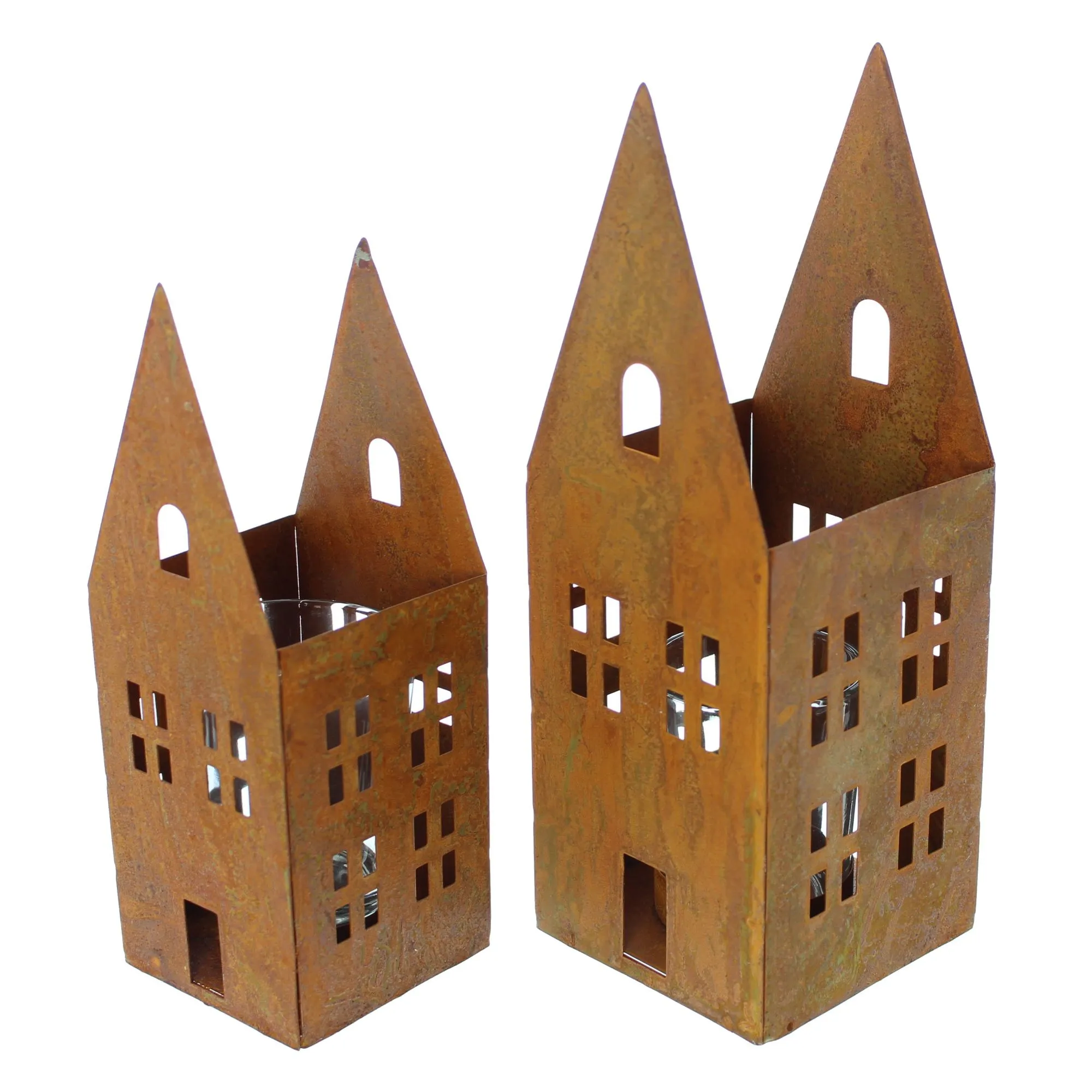 Windlicht "Rostoptik", 2er Set  im Frank Flechtwaren Online Shop für Windlichter kaufen