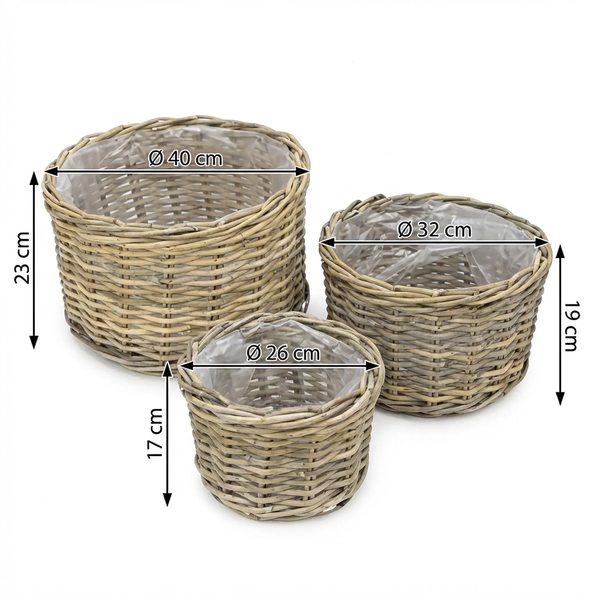 Pflanzkorb "Rattan", 3er Set  im Frank Flechtwaren Online Shop für Magie des Sommers kaufen