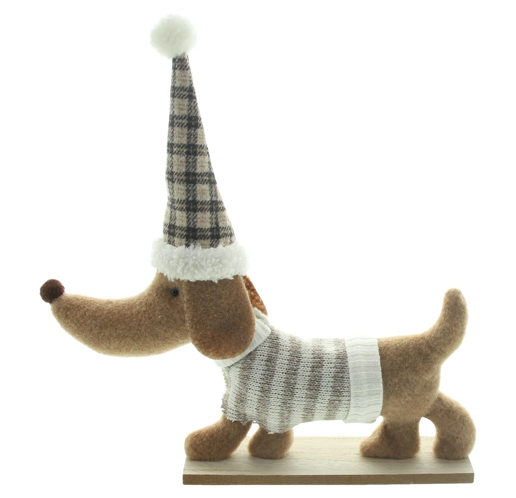 Dekofigur "Dackel mit Mütze"  im Frank Flechtwaren Online Shop für Weihnachtliche Dekofiguren kaufen