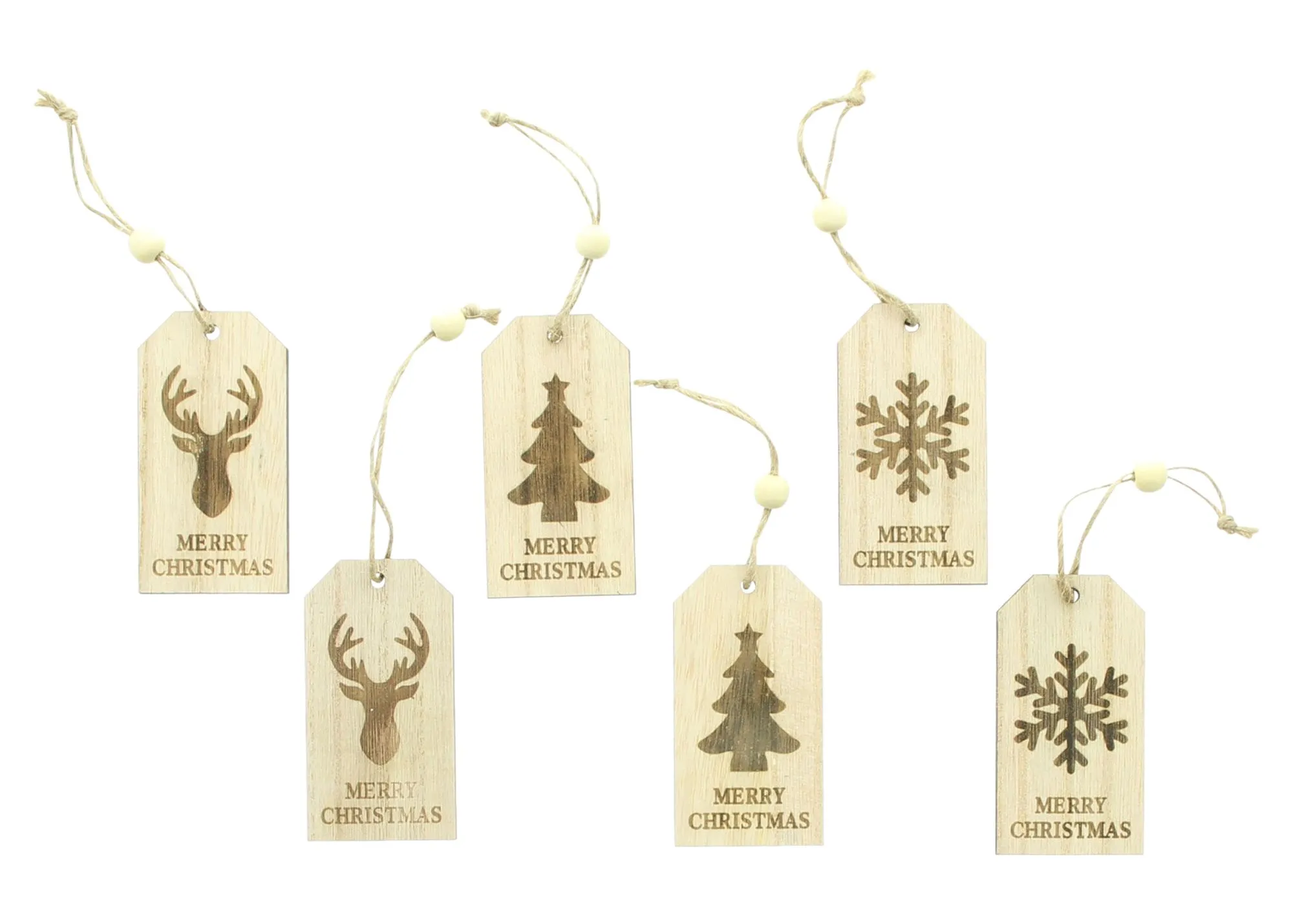 Hänger "Merry Christmas", 6er Set  im Frank Flechtwaren Online Shop für Christbaumhänger kaufen