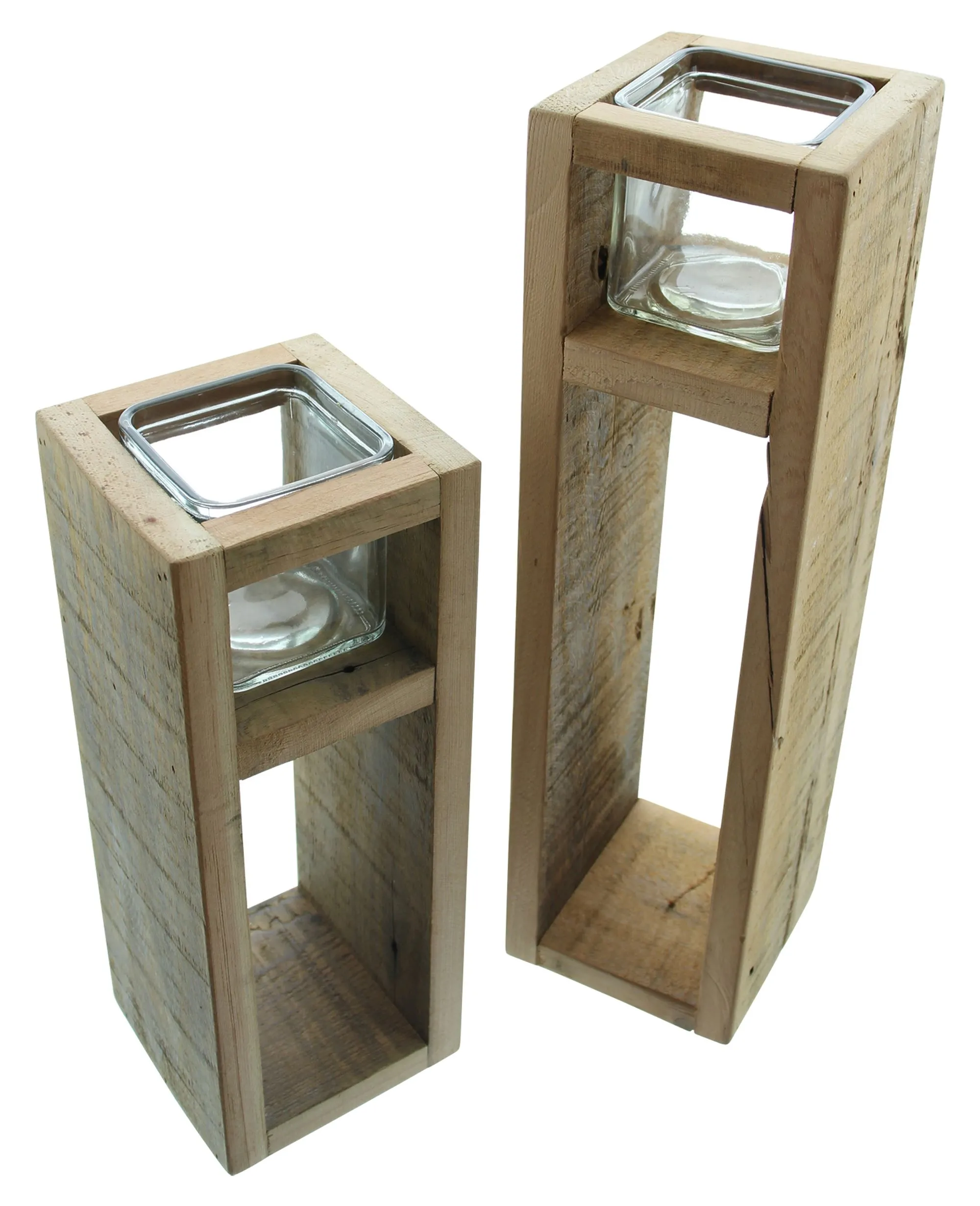 Windlichtsäule "Wood", 2er Set  im Frank Flechtwaren Online Shop für Windlichter kaufen