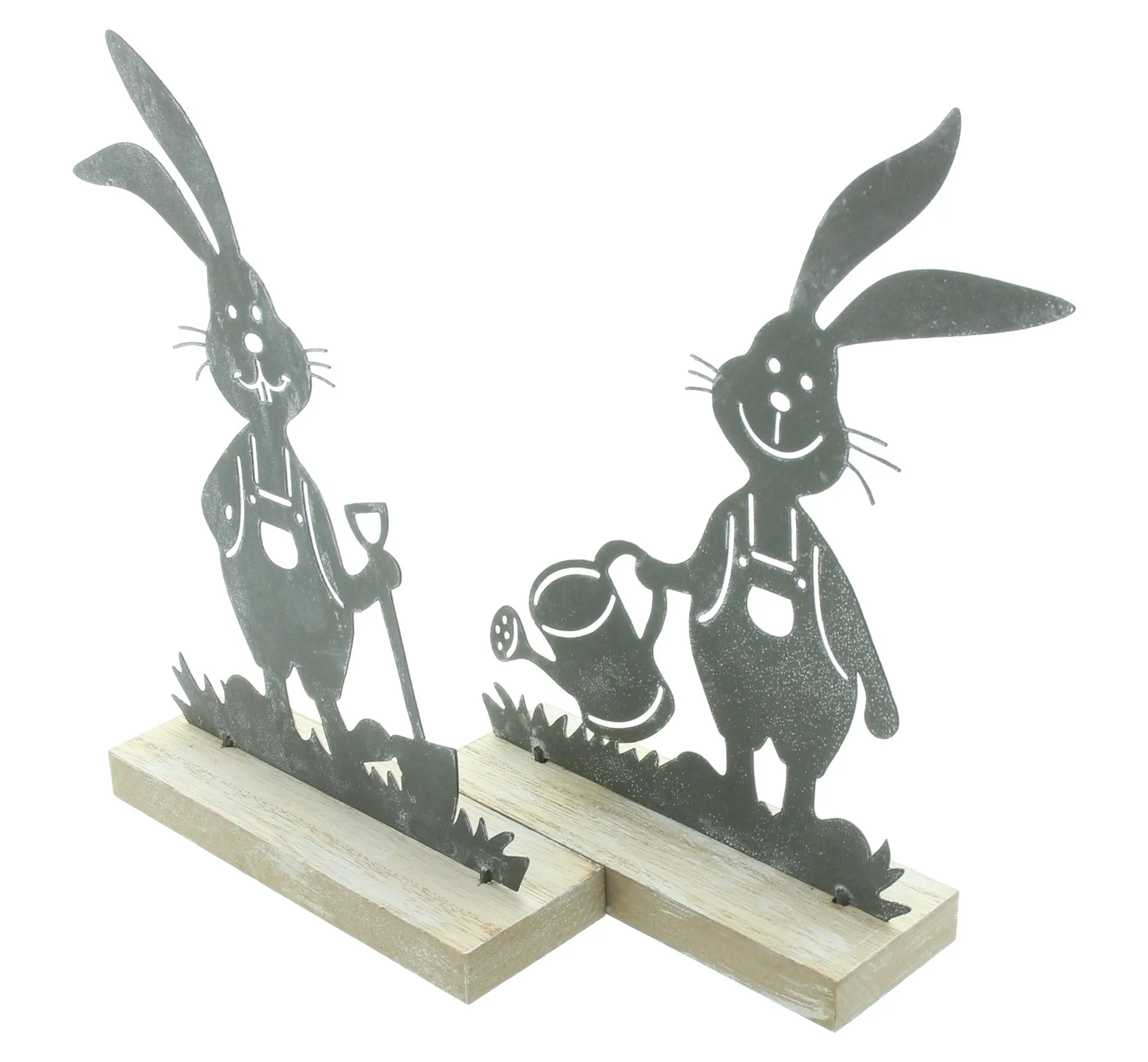 Hase "Gartenarbeit", 2er Set  im Frank Flechtwaren Online Shop für Hasen &amp; Co kaufen