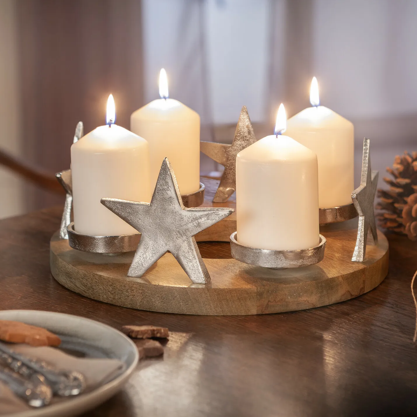 Adventskranz "Silbersterne"  im Frank Flechtwaren Online Shop kaufen