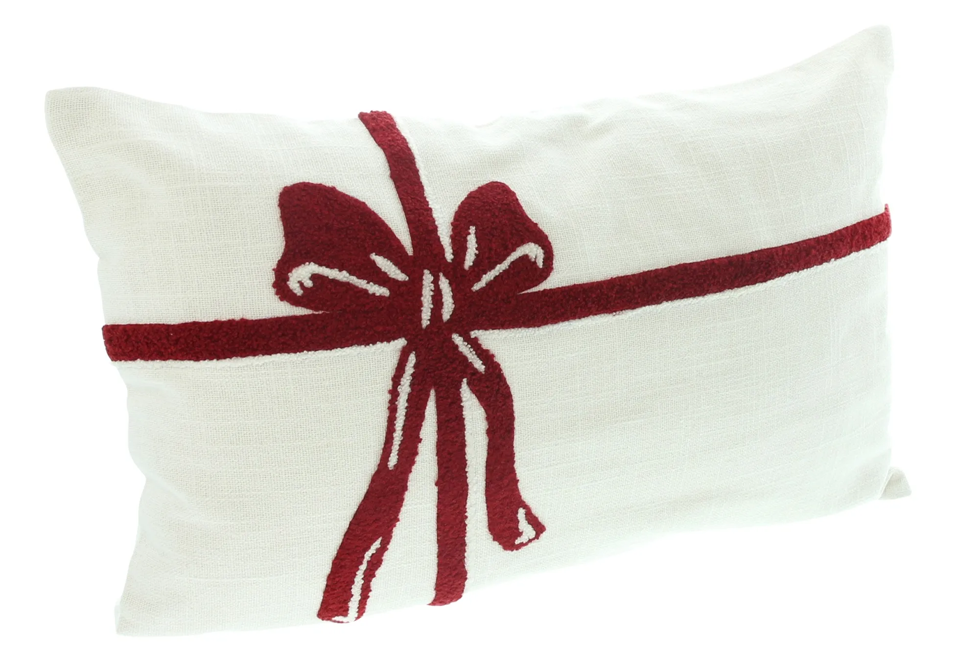 Kissenhülle "Rote Schleife"  im Frank Flechtwaren Online Shop für Weihnachtliche Kissen &amp; Kissenhüllen kaufen