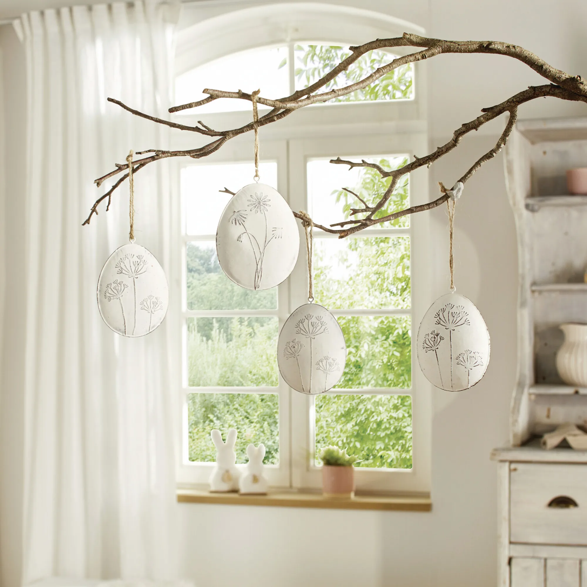 Hänger "Ei mit Blüten", 4er Set  im Frank Flechtwaren Online Shop kaufen