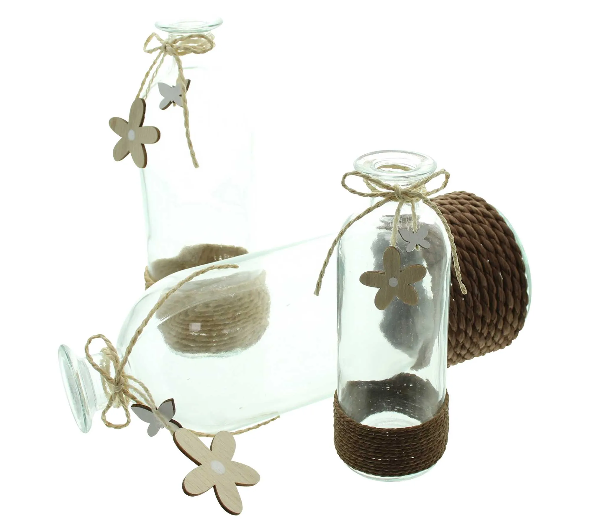 Dekovase "Blume &amp; Schmetterling", 3er Set  im Frank Flechtwaren Online Shop für Geschenke-Tipps kaufen