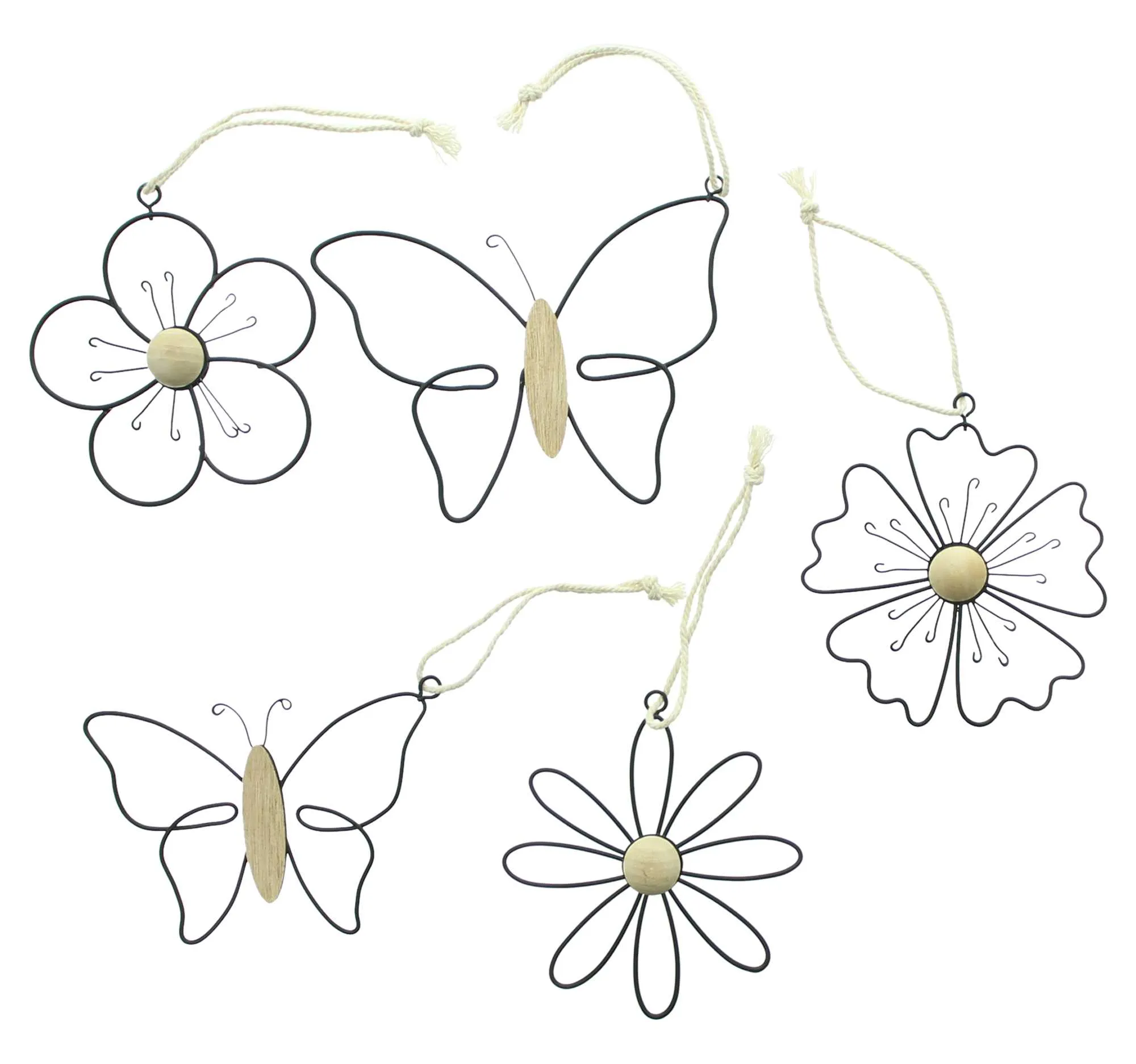 Hänger "Blume &amp; Schmetterling", 5er Set  im Frank Flechtwaren Online Shop für Dekohänger kaufen