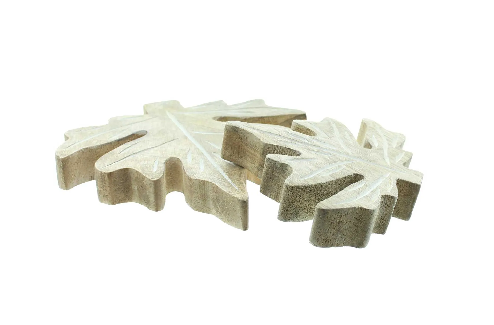 Dekoblatt "Mangoholz", 2er Set  im Frank Flechtwaren Online Shop für Herbstliche Dekofiguren kaufen